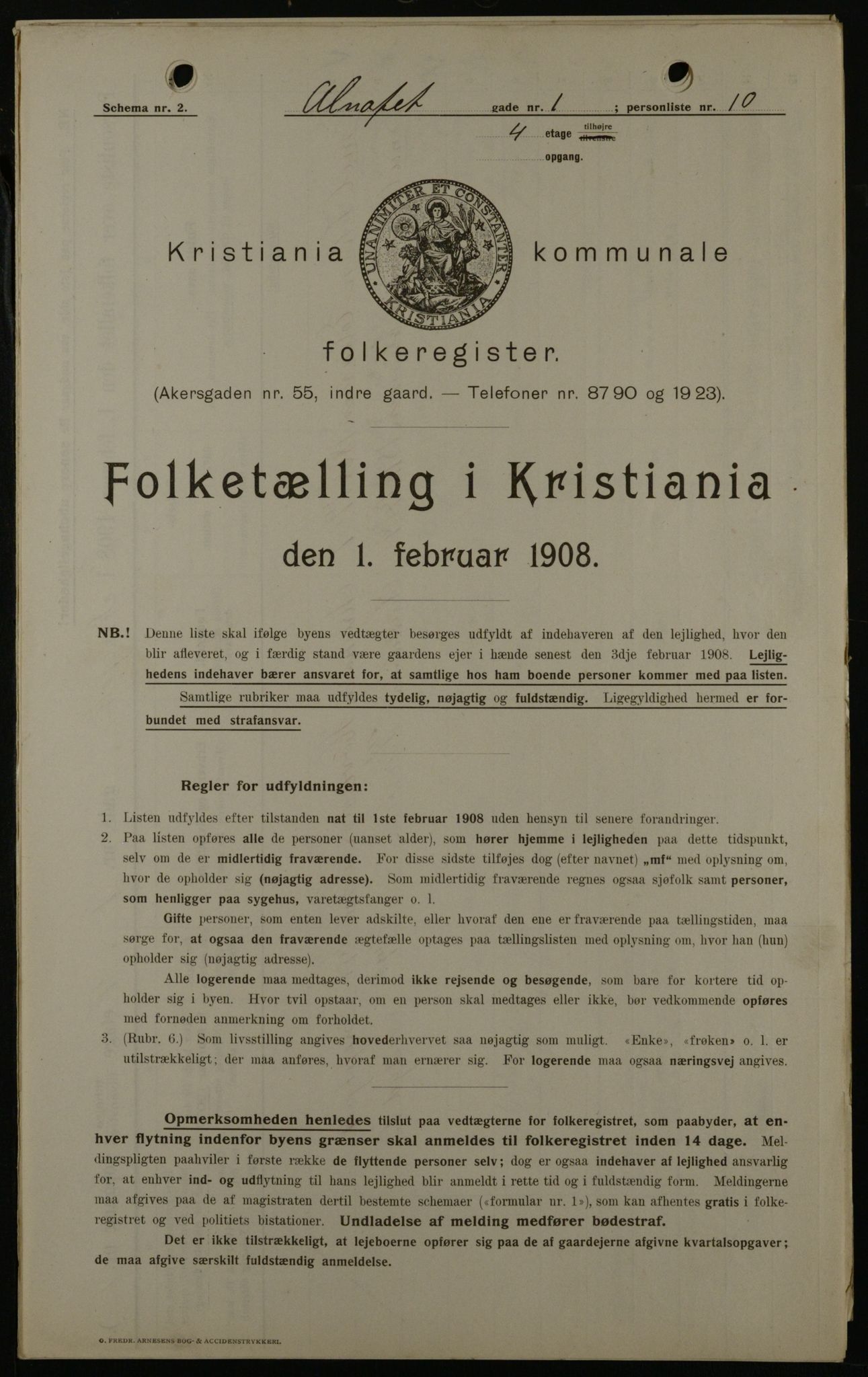 OBA, Kommunal folketelling 1.2.1908 for Kristiania kjøpstad, 1908, s. 1259