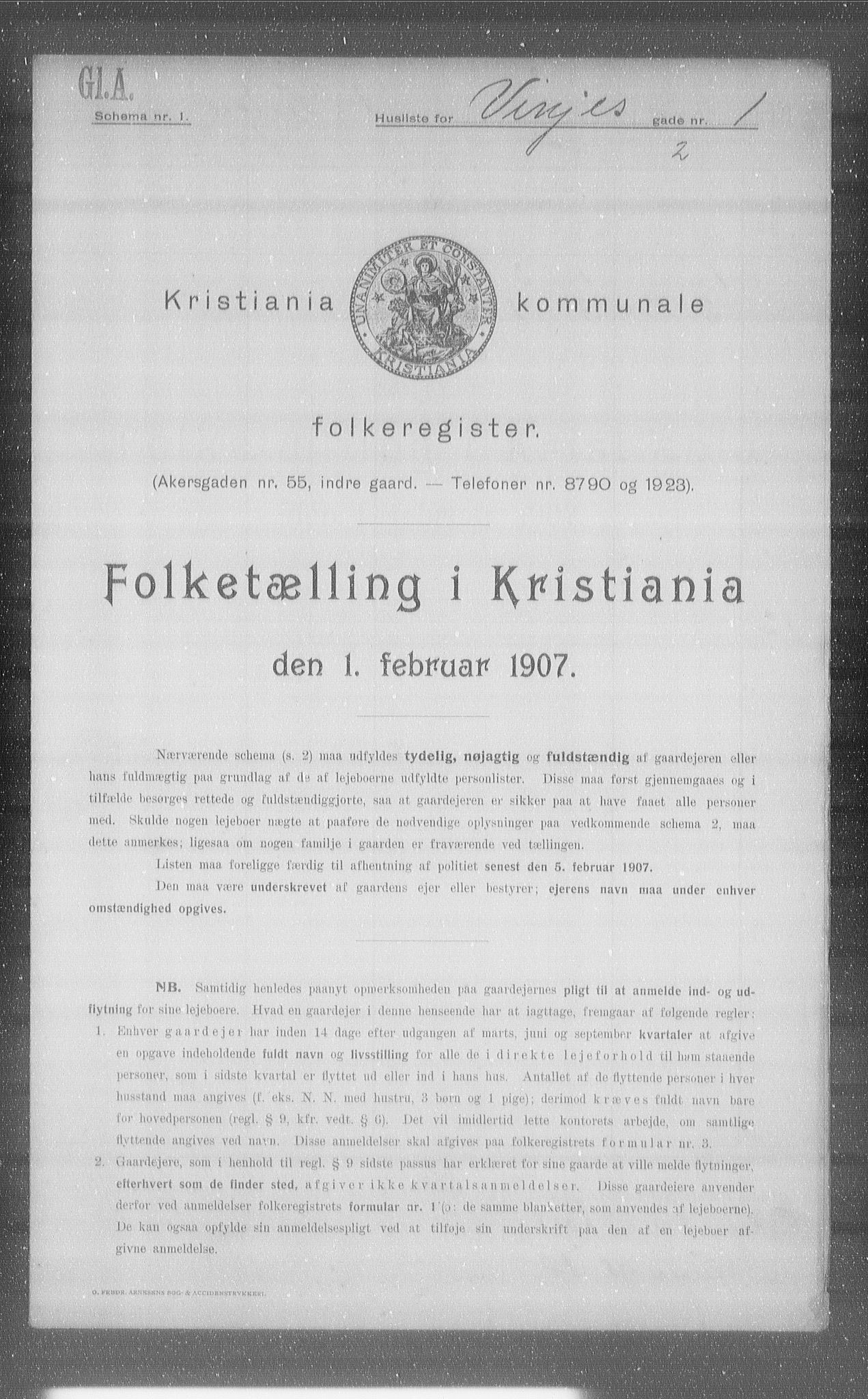 OBA, Kommunal folketelling 1.2.1907 for Kristiania kjøpstad, 1907, s. 62921