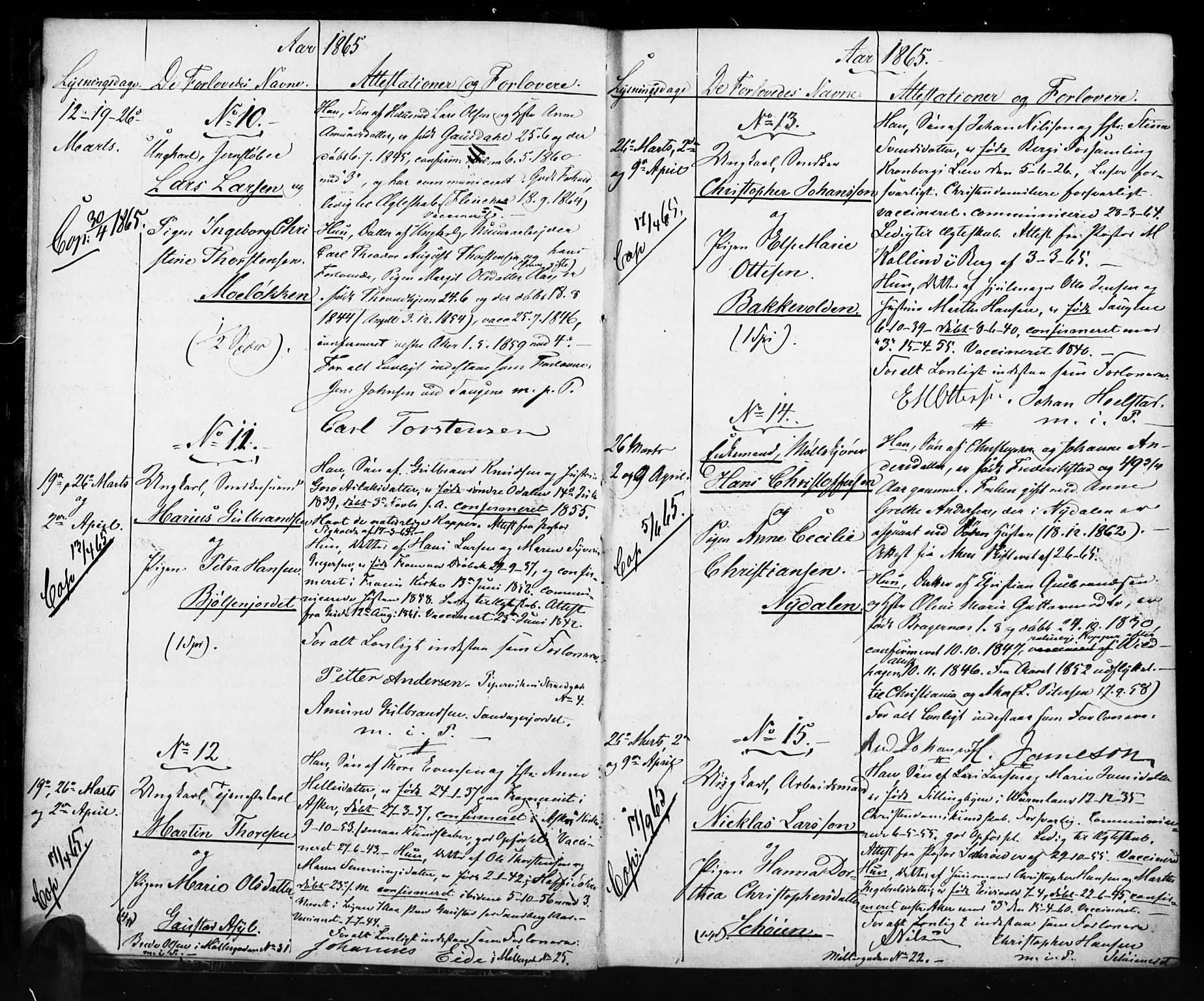 Vestre Aker prestekontor Kirkebøker, AV/SAO-A-10025/H/Ha/L0001: Lysningsprotokoll nr. 1, 1865-1878