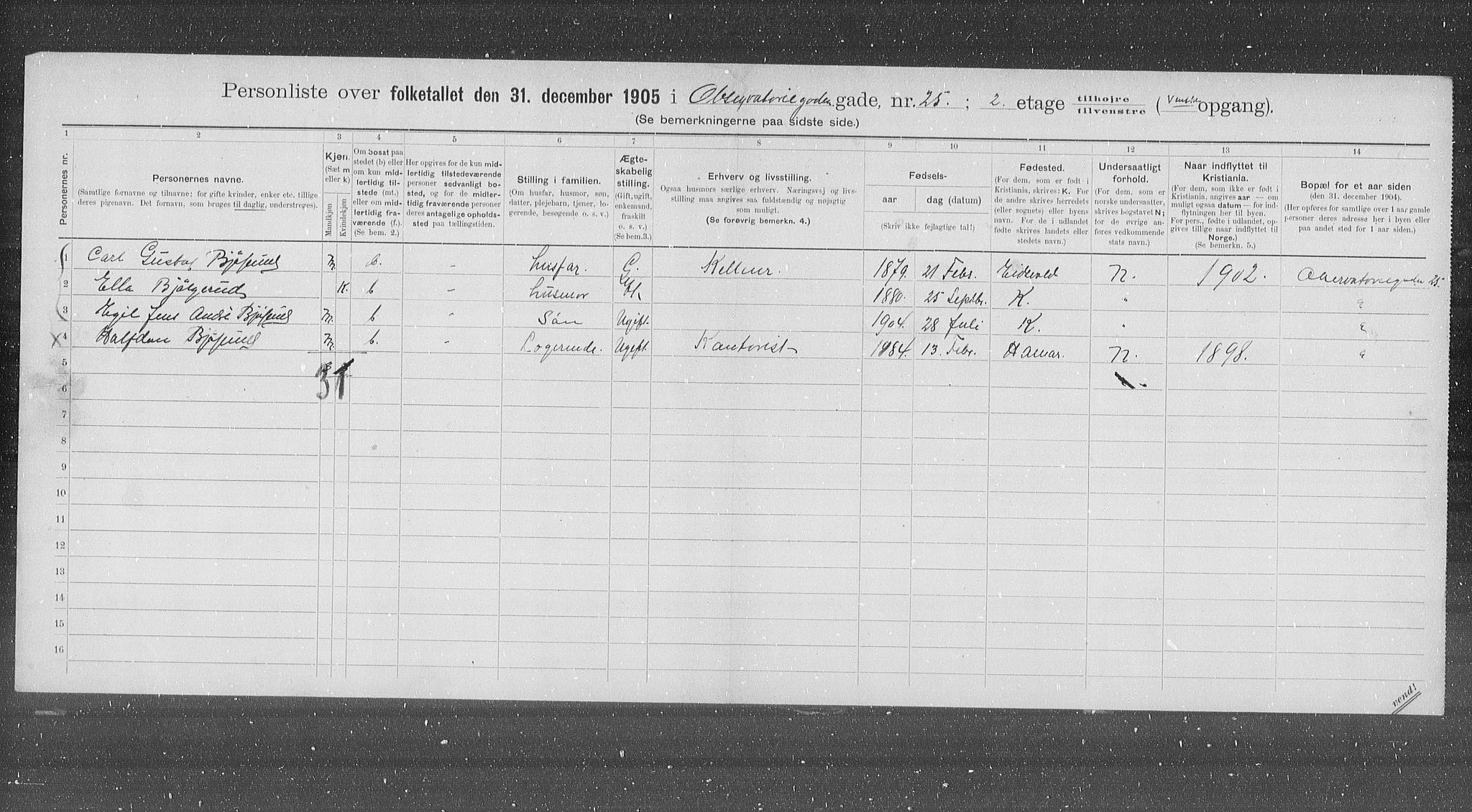 OBA, Kommunal folketelling 31.12.1905 for Kristiania kjøpstad, 1905, s. 39183
