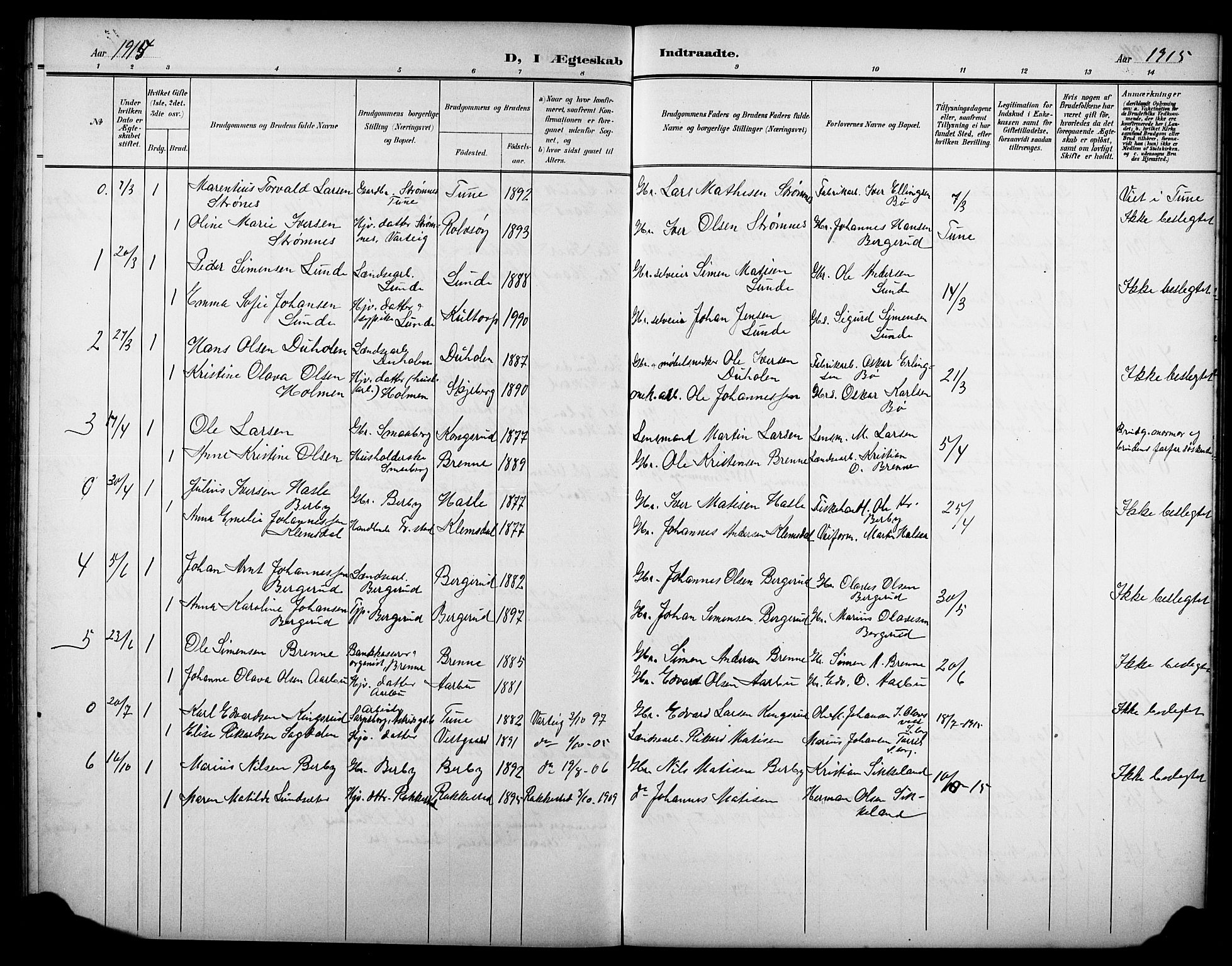 Varteig prestekontor Kirkebøker, AV/SAO-A-10447a/G/Ga/L0001: Klokkerbok nr. 1, 1902-1923
