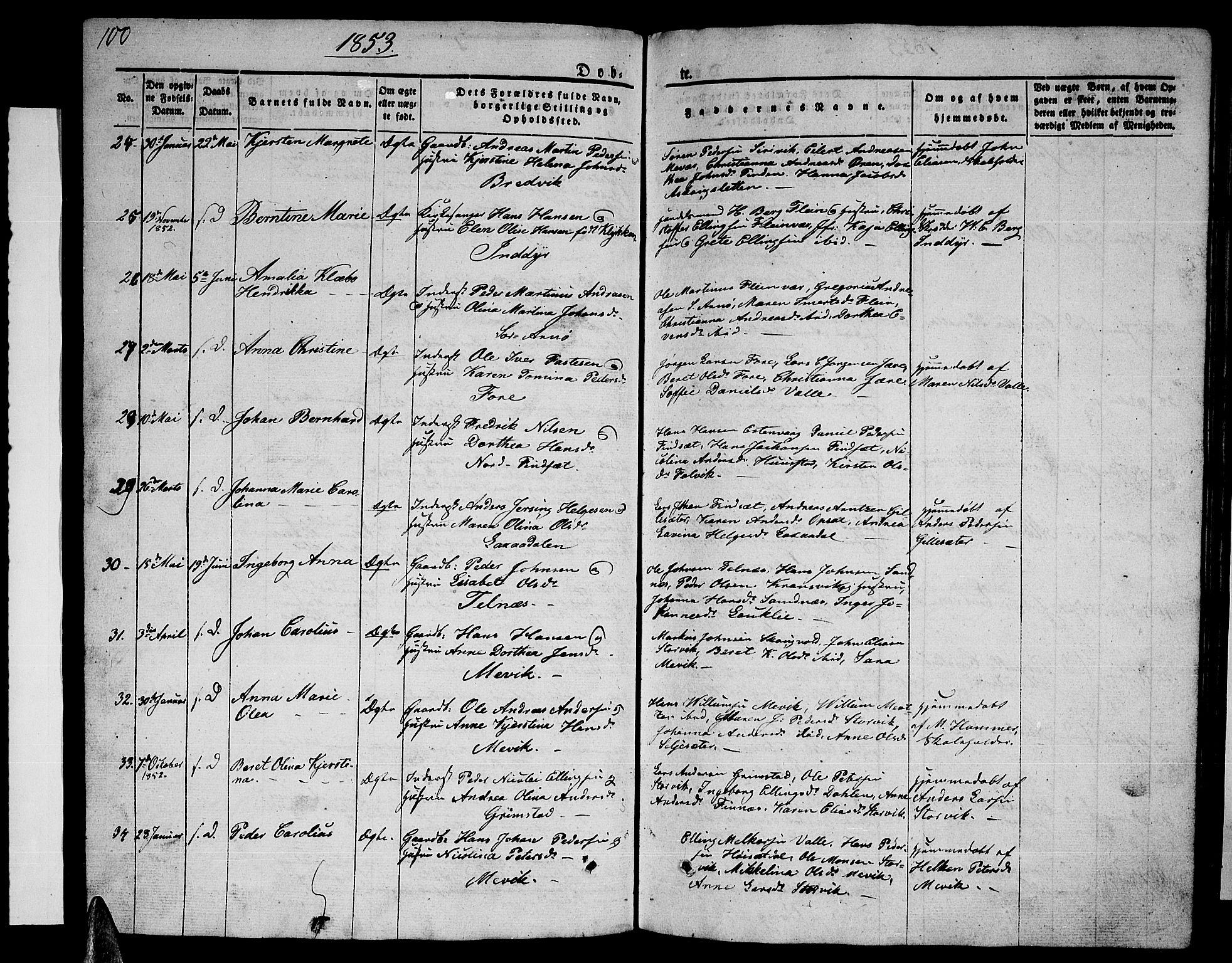 Ministerialprotokoller, klokkerbøker og fødselsregistre - Nordland, AV/SAT-A-1459/805/L0106: Klokkerbok nr. 805C02, 1841-1861, s. 100