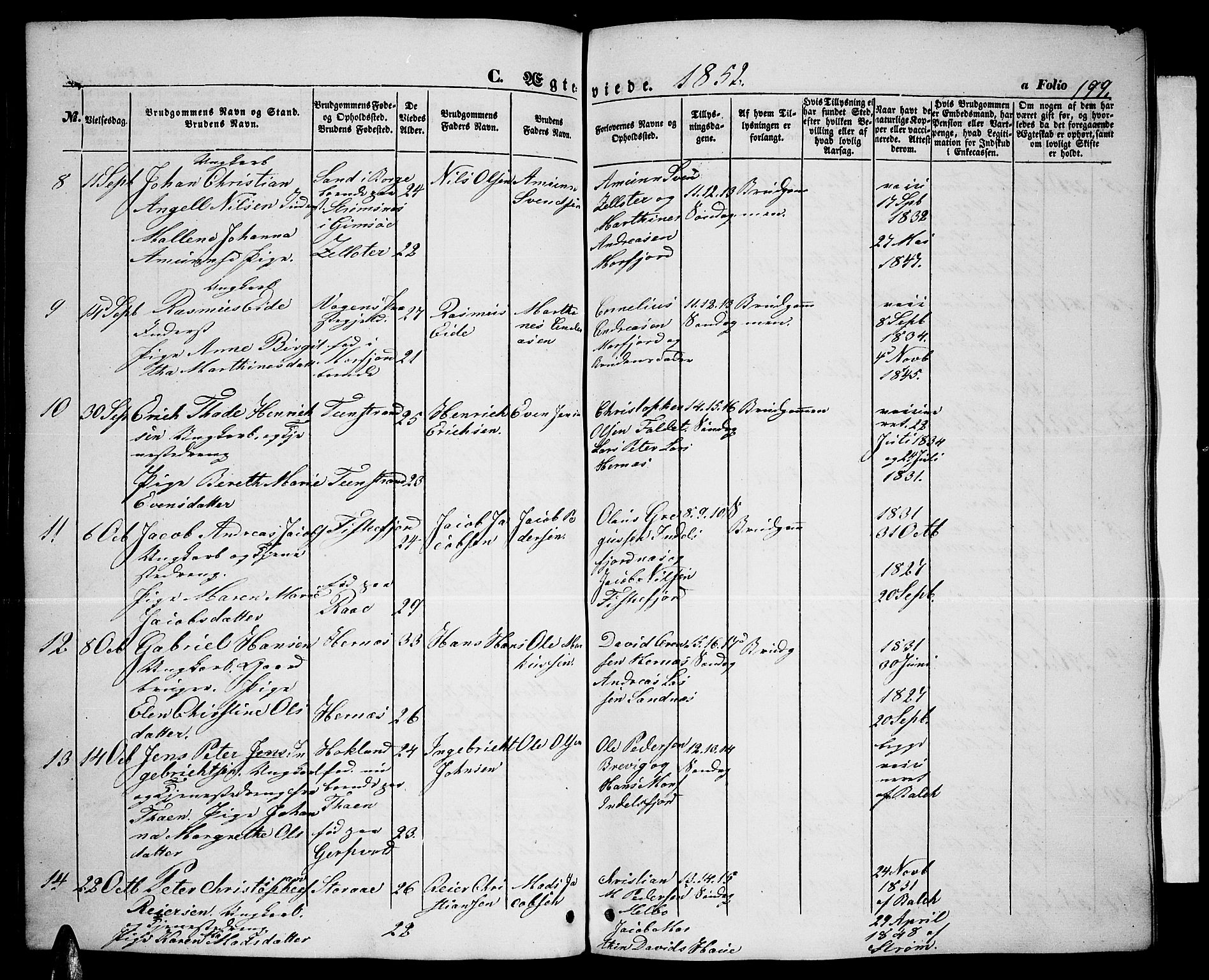 Ministerialprotokoller, klokkerbøker og fødselsregistre - Nordland, AV/SAT-A-1459/888/L1265: Klokkerbok nr. 888C03, 1850-1863, s. 199