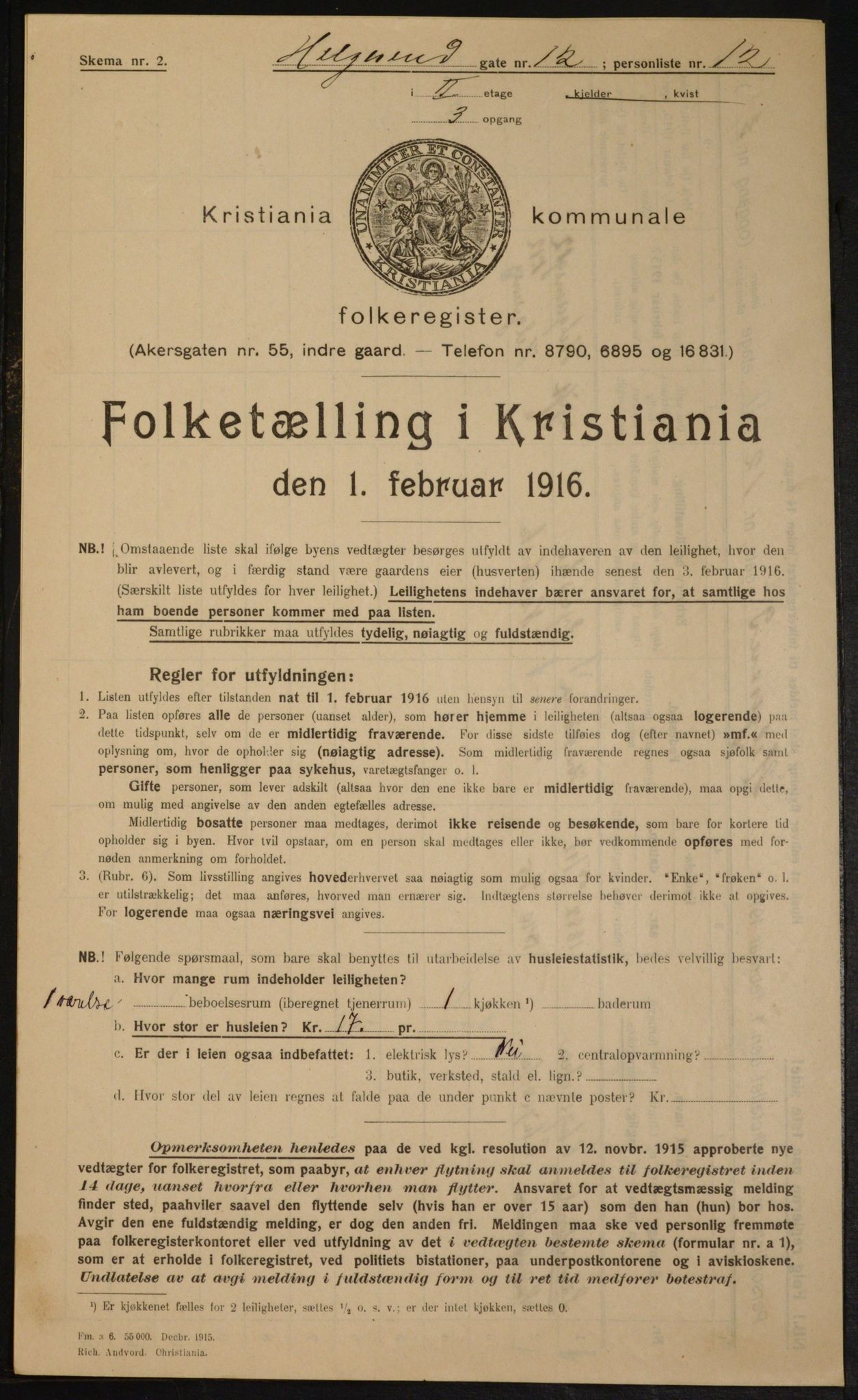 OBA, Kommunal folketelling 1.2.1916 for Kristiania, 1916, s. 38299