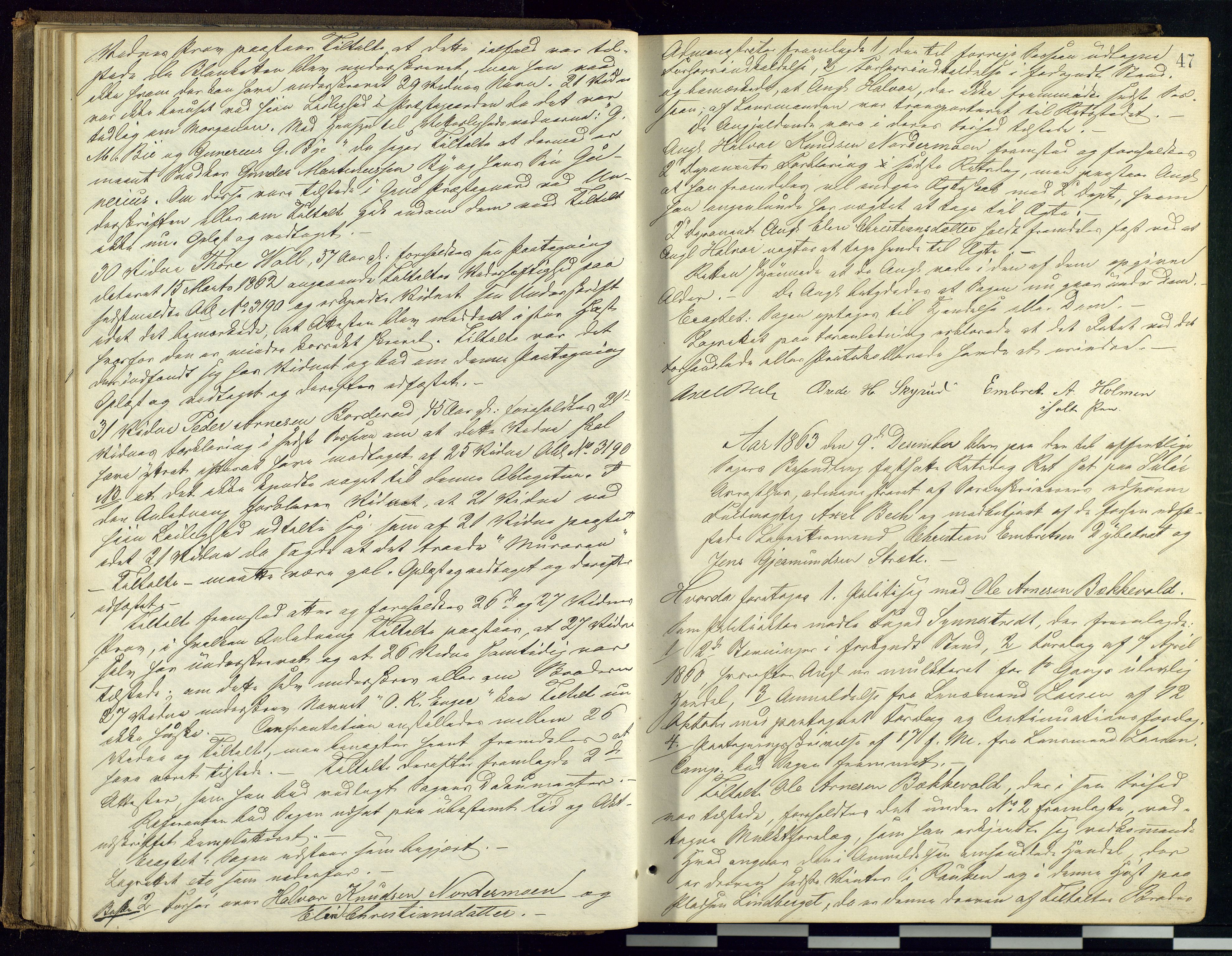 Solør tingrett, AV/SAH-TING-008/G/Gc/Gca/L0011: Ekstrarettsprotokoll, 1863-1866, s. 47