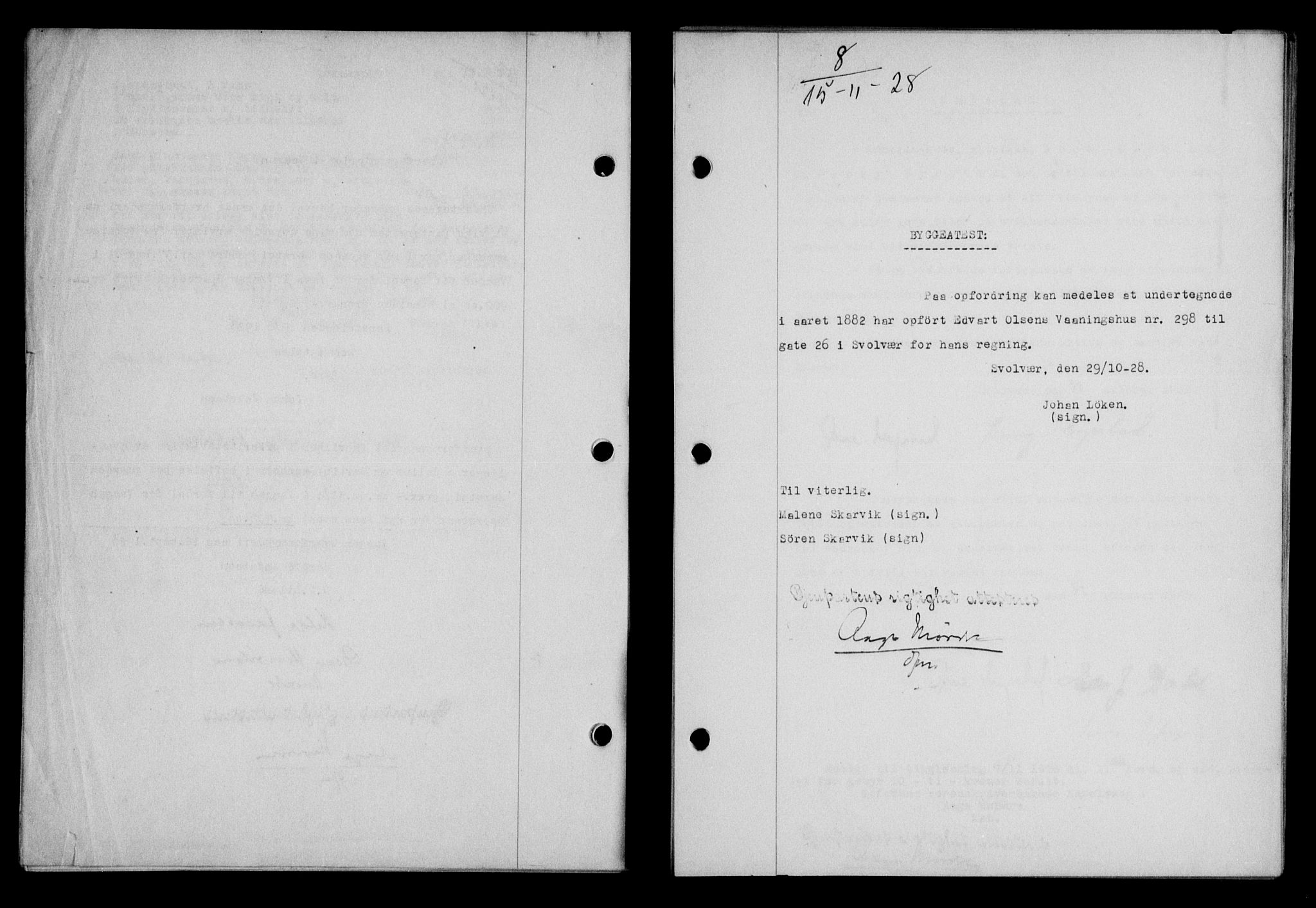 Lofoten sorenskriveri, SAT/A-0017/1/2/2C/L0018b: Pantebok nr. 18b, 1928-1928, Tingl.dato: 15.11.1928