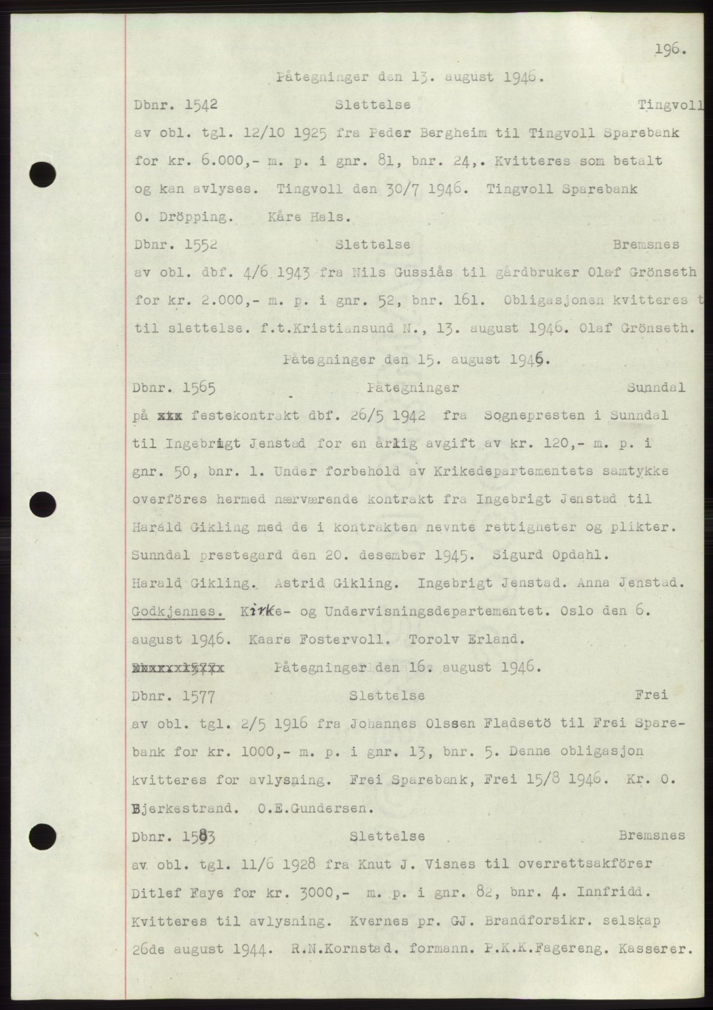 Nordmøre sorenskriveri, SAT/A-4132/1/2/2Ca: Pantebok nr. C82b, 1946-1951, Dagboknr: 1542/1946