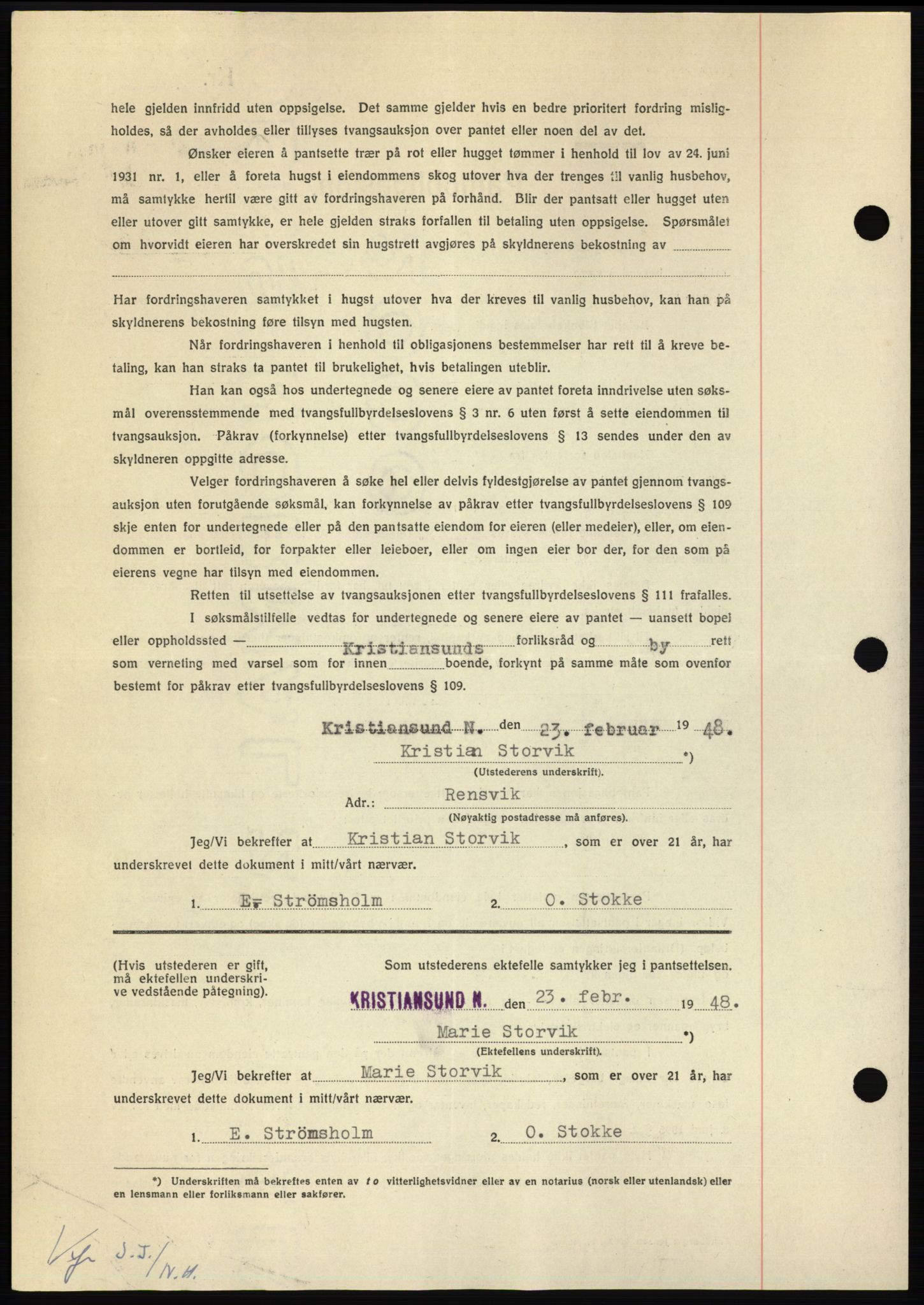 Nordmøre sorenskriveri, AV/SAT-A-4132/1/2/2Ca: Pantebok nr. B98, 1948-1948, Dagboknr: 460/1948