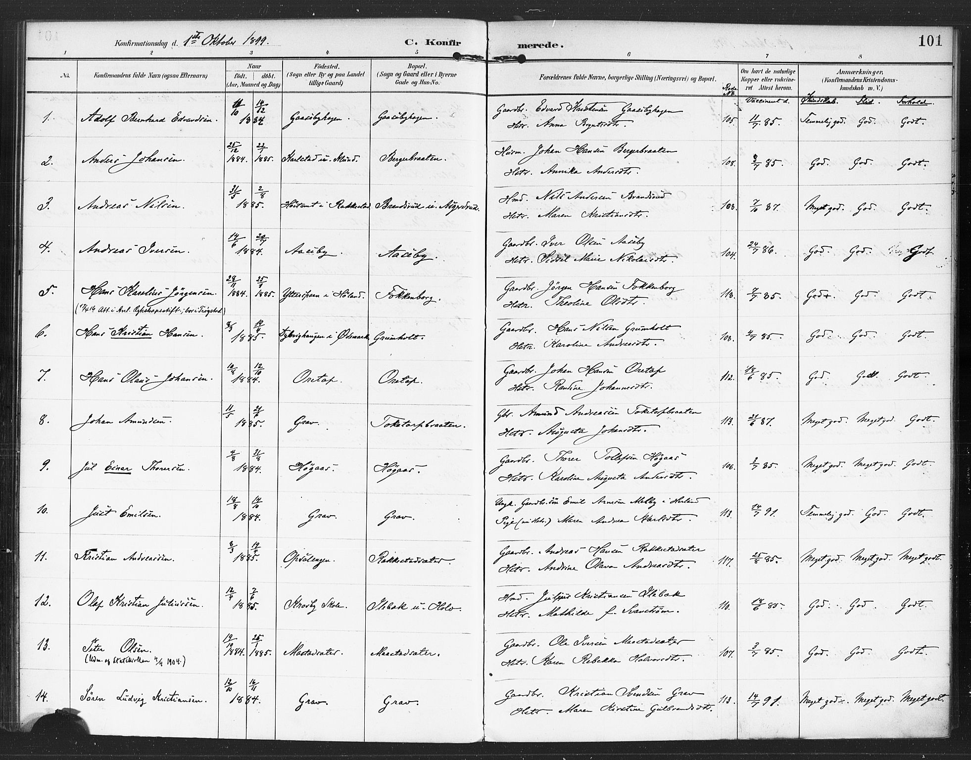 Rødenes prestekontor Kirkebøker, AV/SAO-A-2005/F/Fa/L0010: Ministerialbok nr. I 10, 1890-1900, s. 101