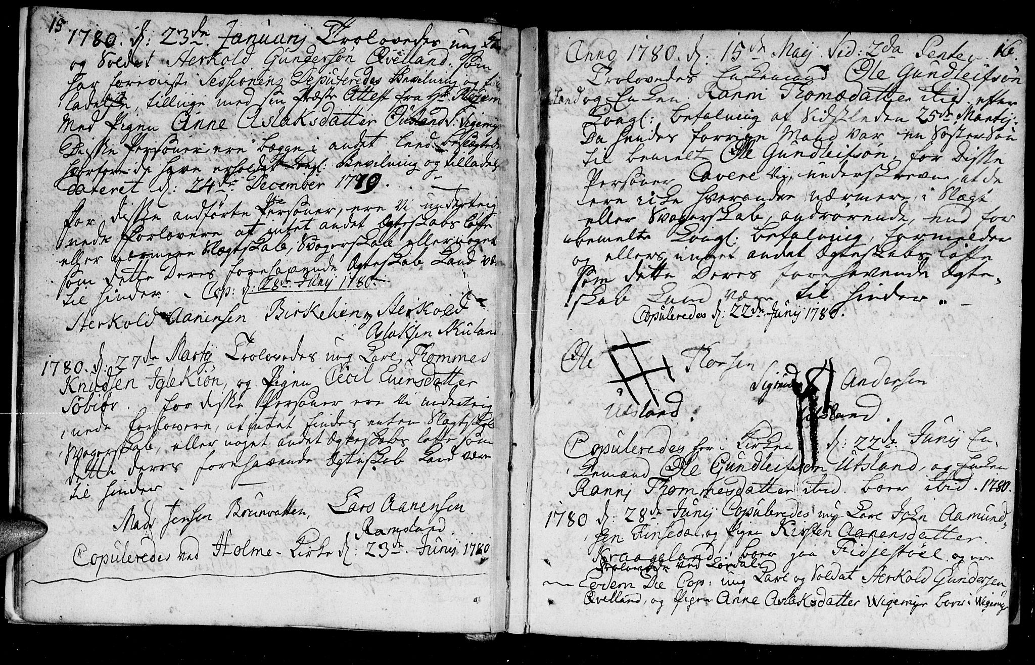 Holum sokneprestkontor, AV/SAK-1111-0022/F/Fa/Fac/L0001: Ministerialbok nr. A 1, 1773-1820, s. 15-16