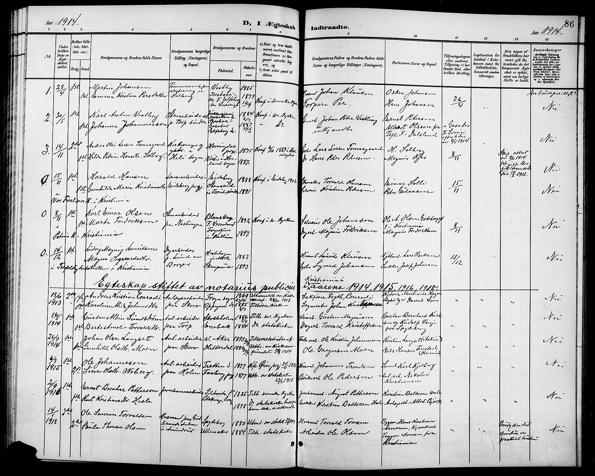 Spydeberg prestekontor Kirkebøker, AV/SAO-A-10924/G/Gb/L0001: Klokkerbok nr. II 1, 1901-1924, s. 86