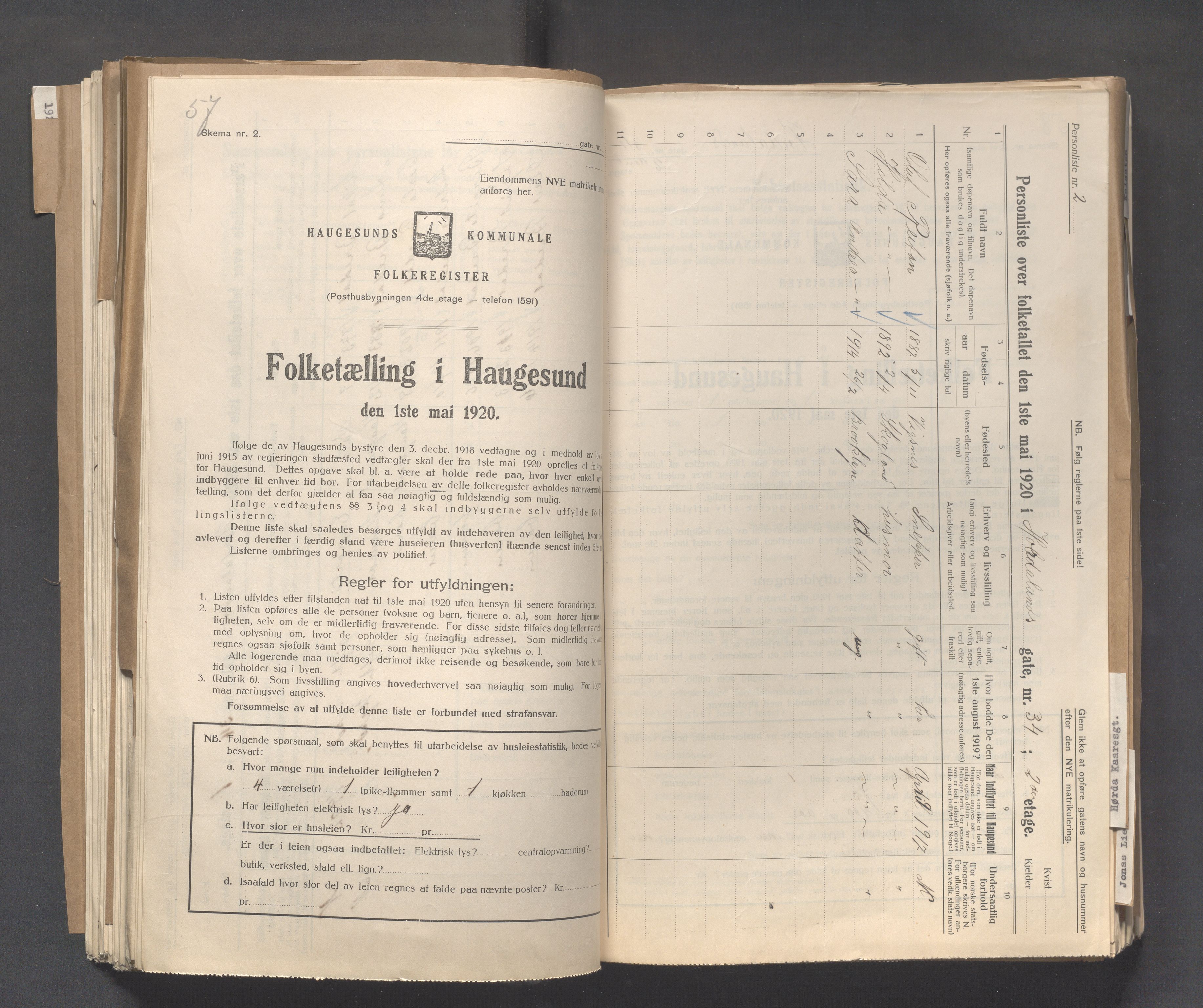 IKAR, Kommunal folketelling 1.5.1920 for Haugesund, 1920, s. 2190