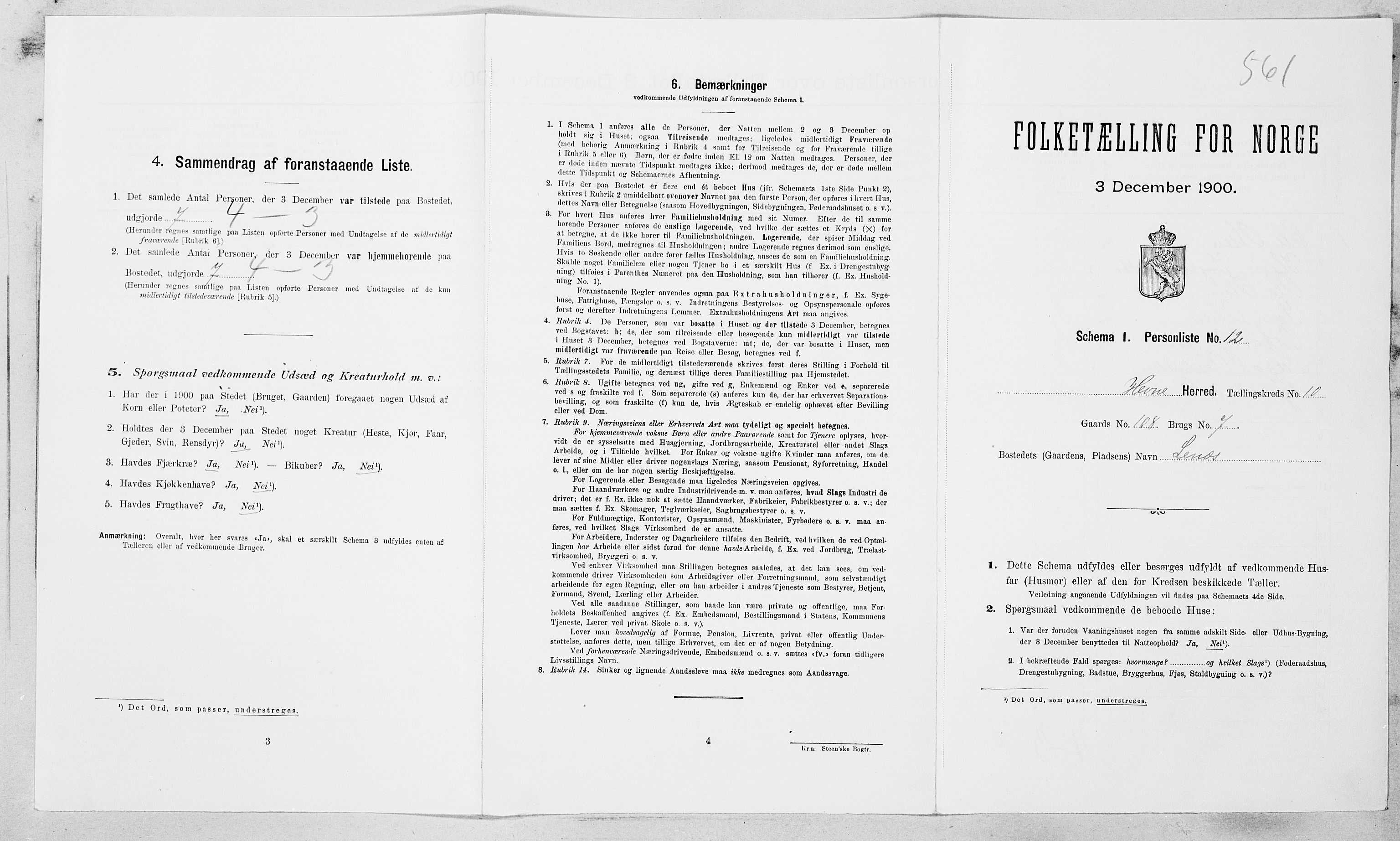 SAT, Folketelling 1900 for 1612 Hemne herred, 1900, s. 1251