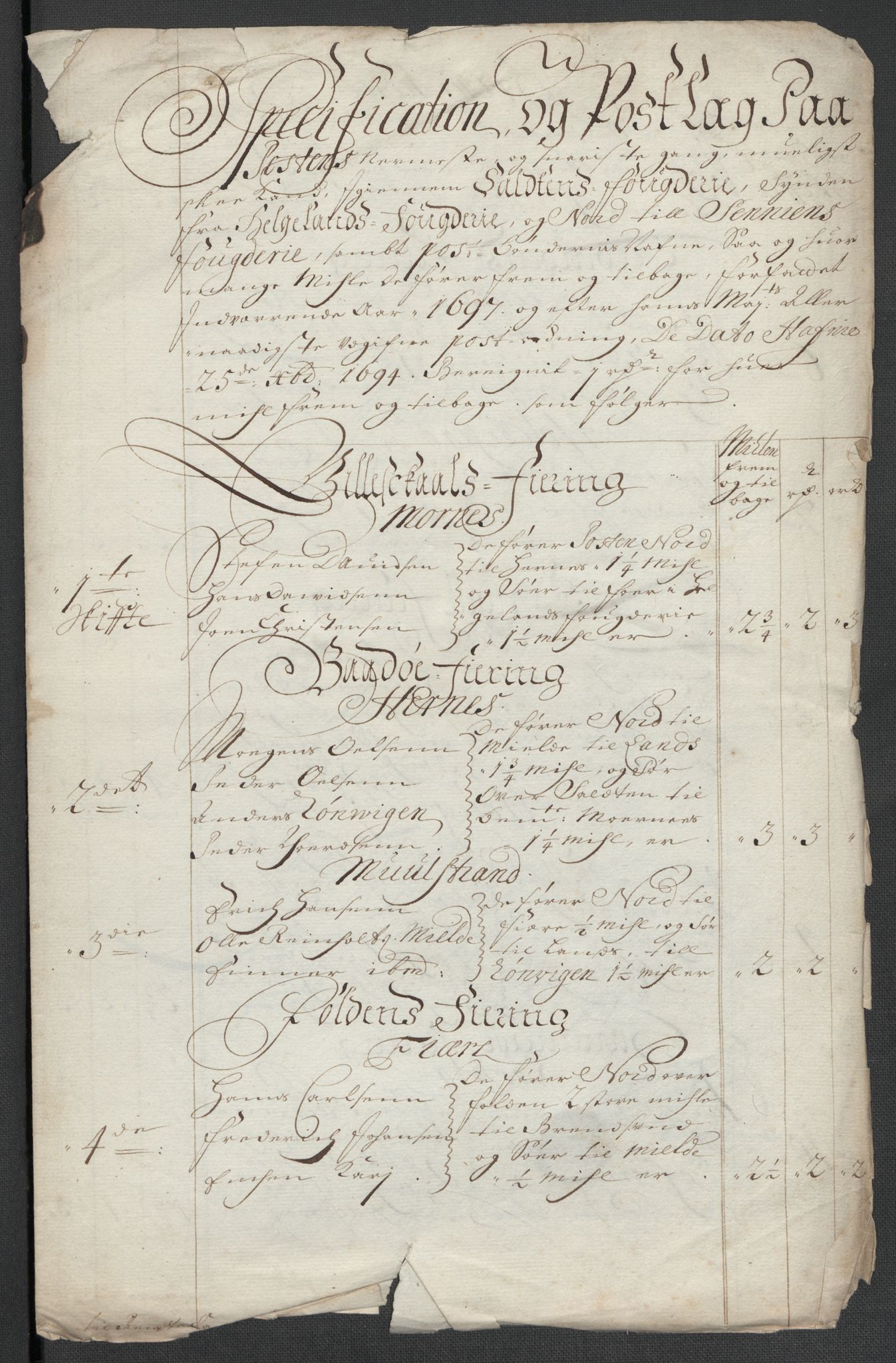 Rentekammeret inntil 1814, Reviderte regnskaper, Fogderegnskap, AV/RA-EA-4092/R66/L4579: Fogderegnskap Salten, 1697-1700, s. 136