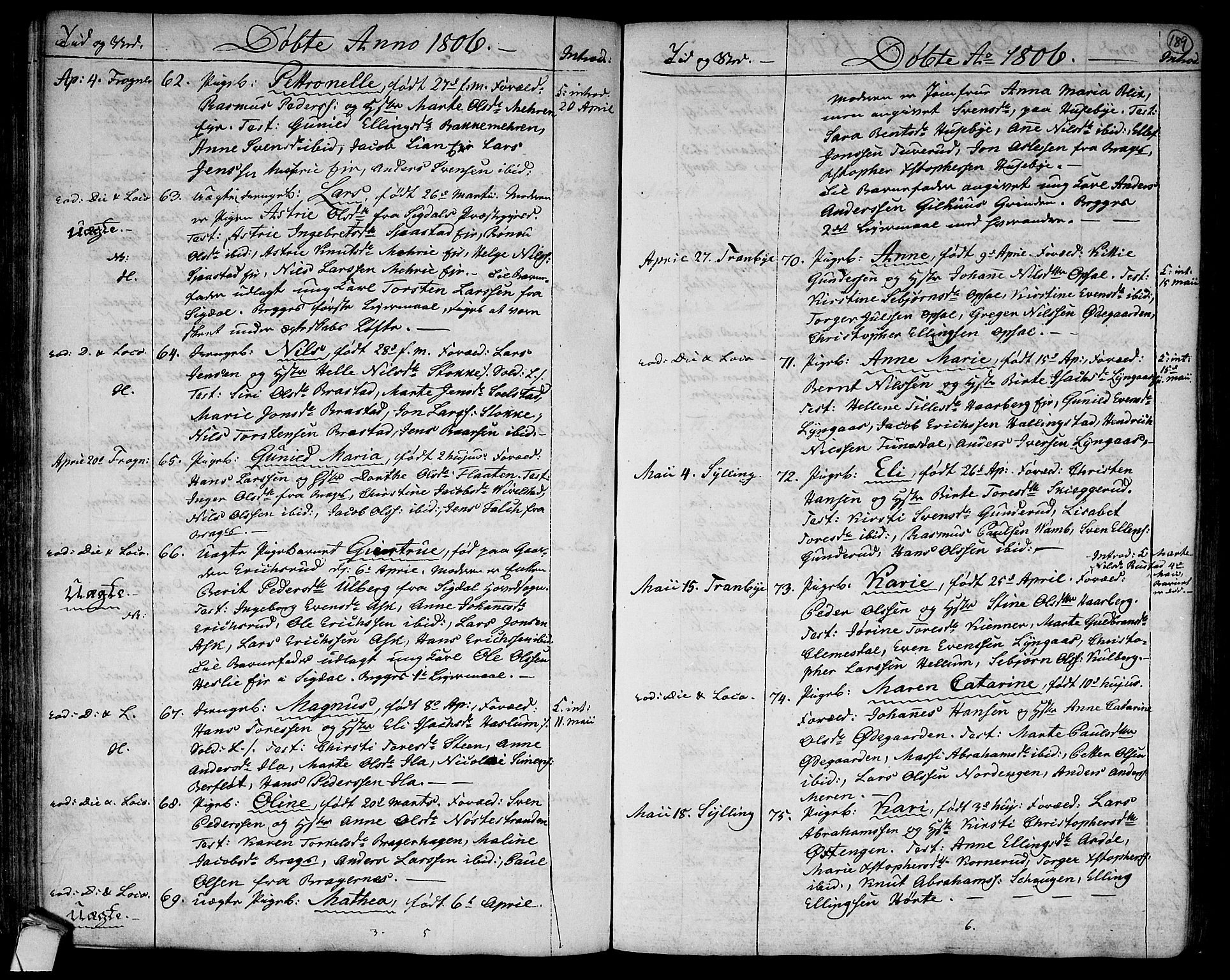 Lier kirkebøker, AV/SAKO-A-230/F/Fa/L0007: Ministerialbok nr. I 7, 1794-1813, s. 189