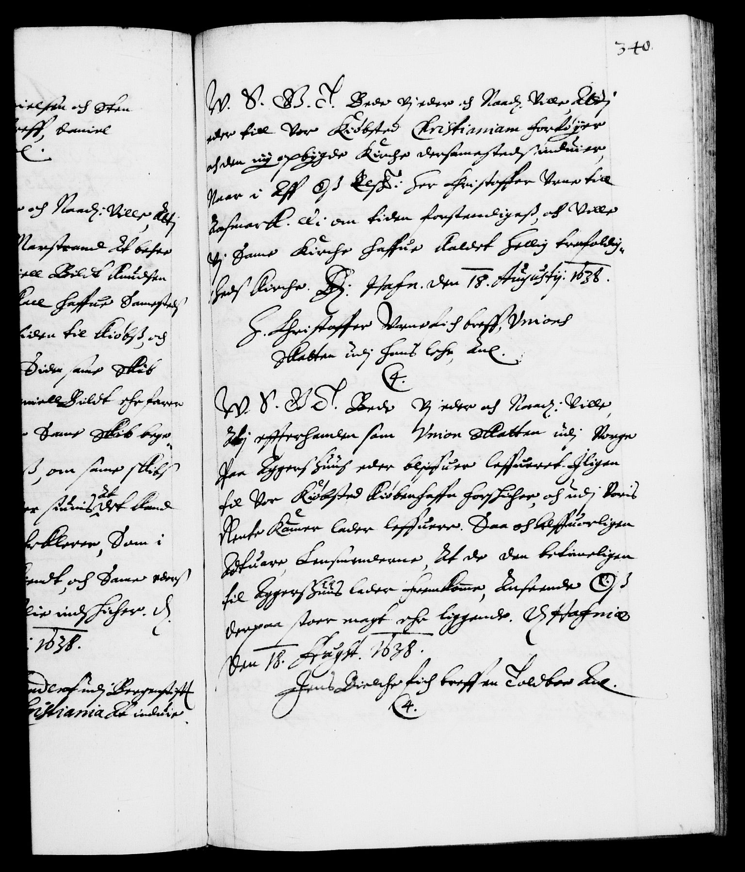 Danske Kanselli 1572-1799, AV/RA-EA-3023/F/Fc/Fca/Fcab/L0006: Norske tegnelser (mikrofilm), 1634-1639, s. 340a