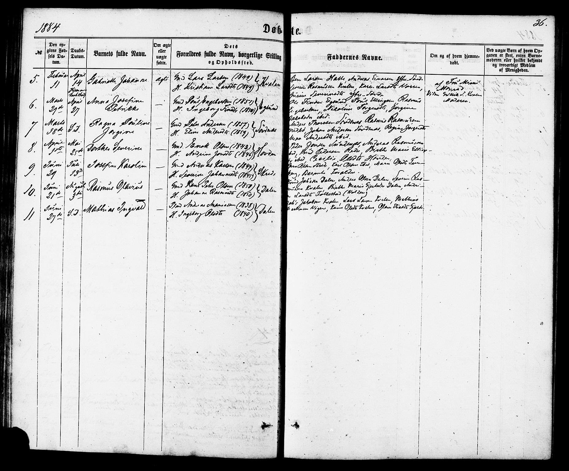 Ministerialprotokoller, klokkerbøker og fødselsregistre - Møre og Romsdal, AV/SAT-A-1454/504/L0055: Ministerialbok nr. 504A02, 1861-1884, s. 36