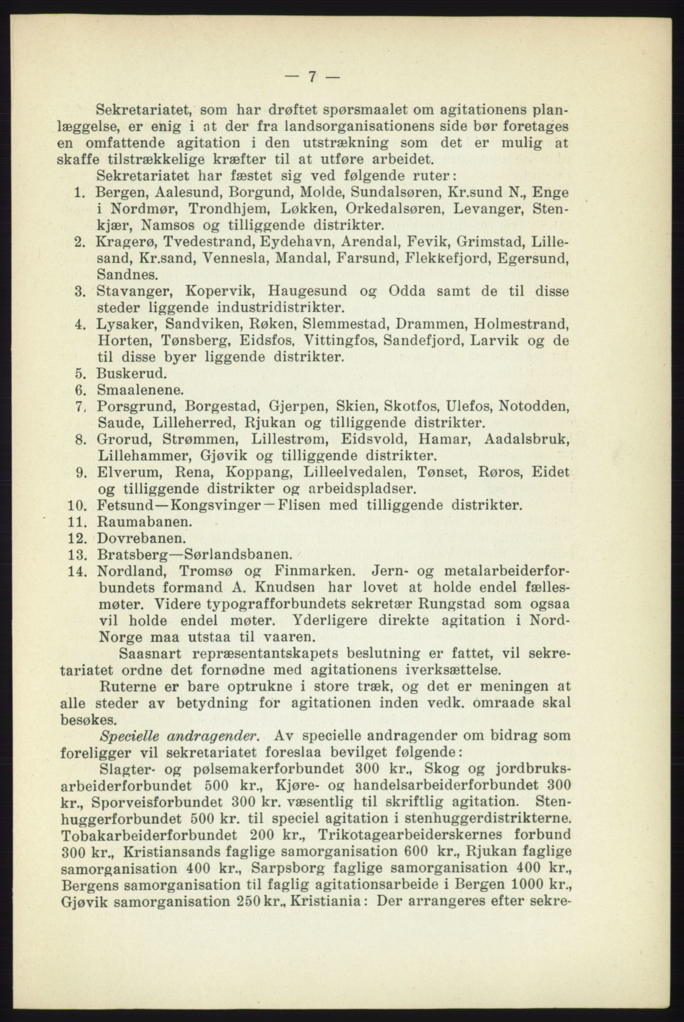 Landsorganisasjonen i Norge - publikasjoner, AAB/-/-/-: Landsorganisationens beretning for 1916, 1916, s. 7