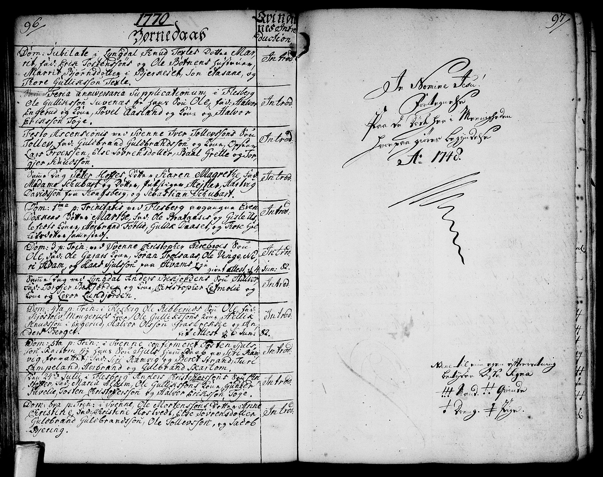 Flesberg kirkebøker, AV/SAKO-A-18/F/Fa/L0003: Ministerialbok nr. I 3, 1748-1790, s. 96-97