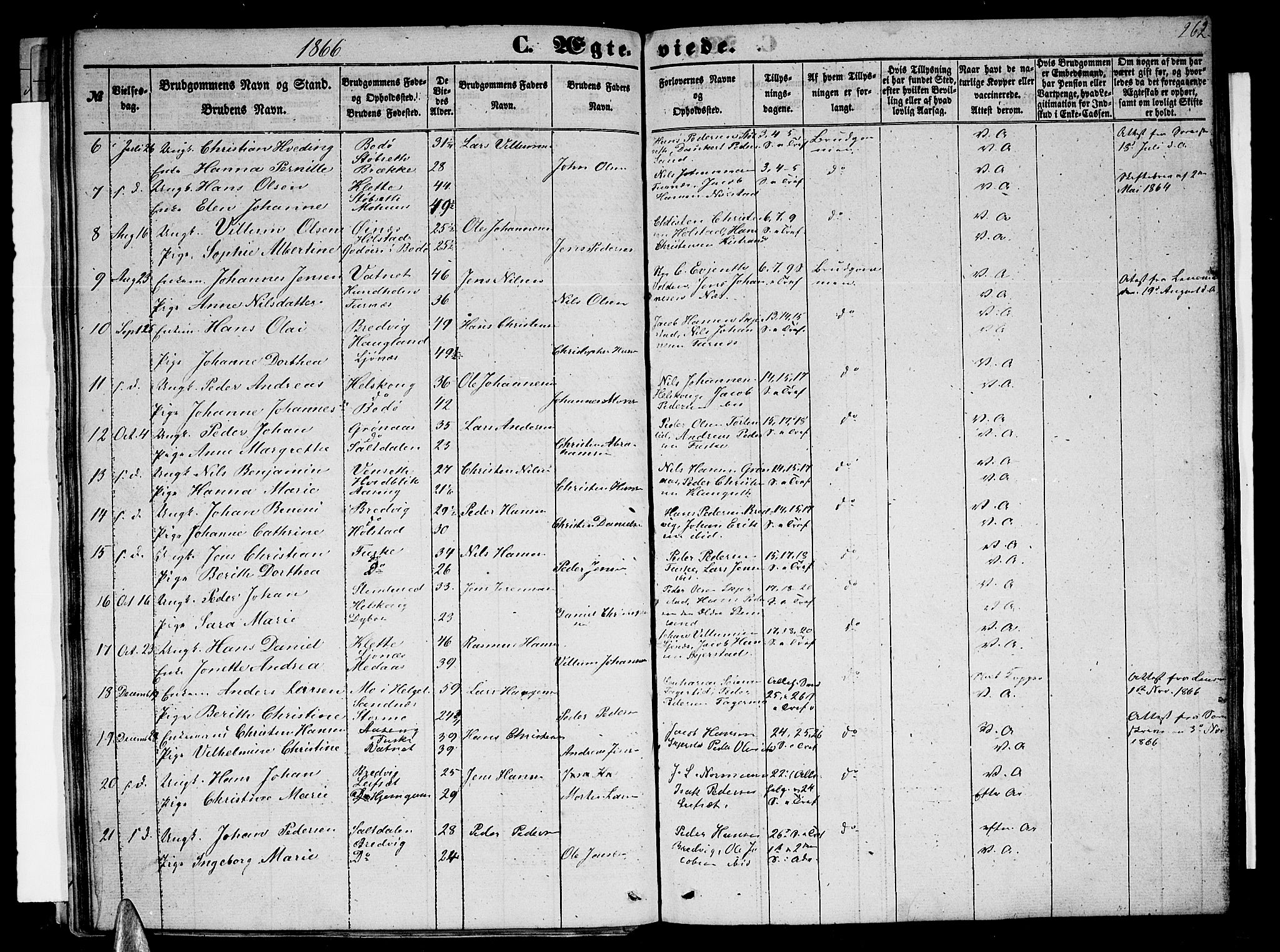 Ministerialprotokoller, klokkerbøker og fødselsregistre - Nordland, AV/SAT-A-1459/852/L0753: Klokkerbok nr. 852C04, 1856-1877, s. 262