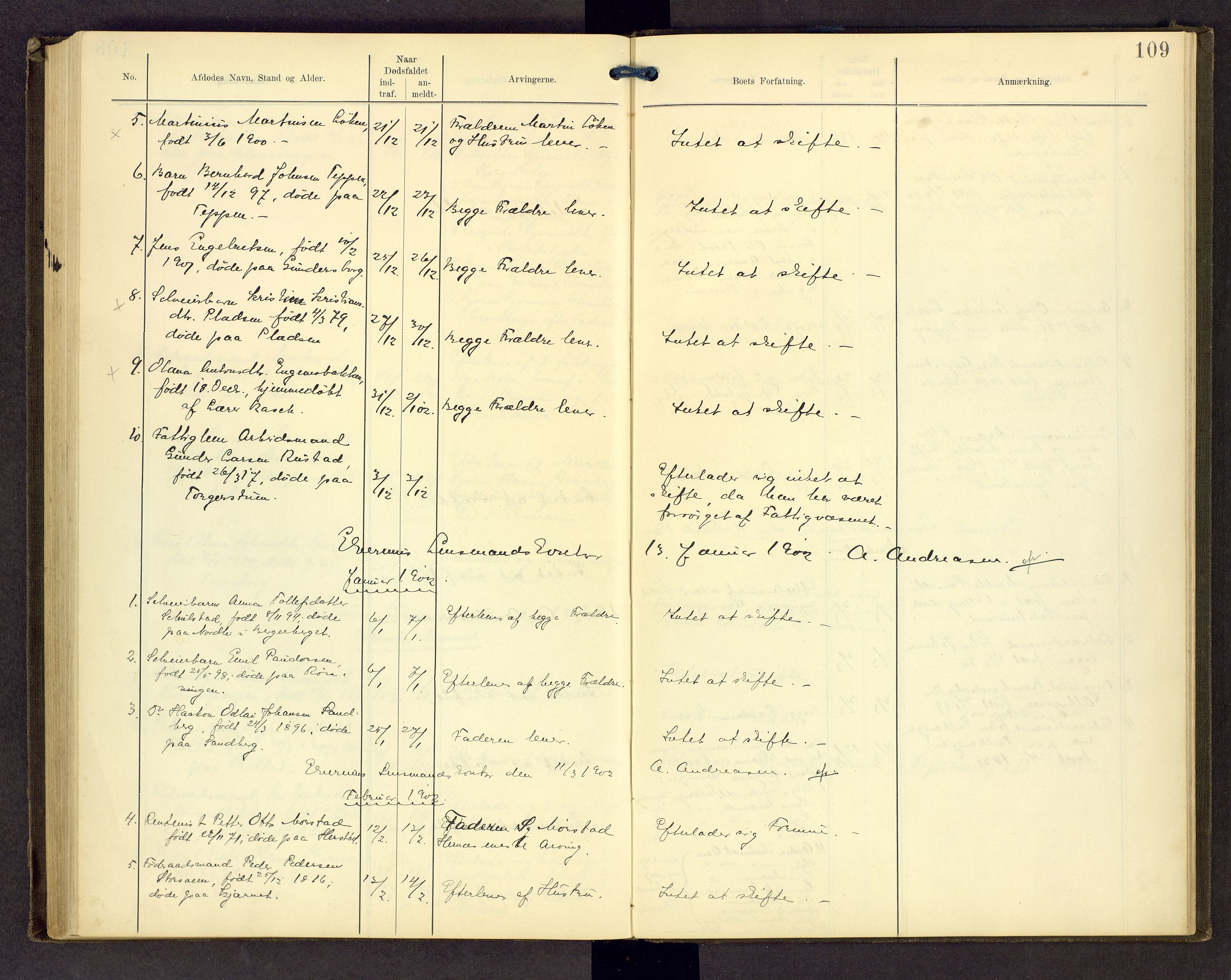 Sør-Østerdal sorenskriveri, AV/SAH-TING-018/J/Jg/L0004: Dødsfallsjournal, 1889-1903, s. 109
