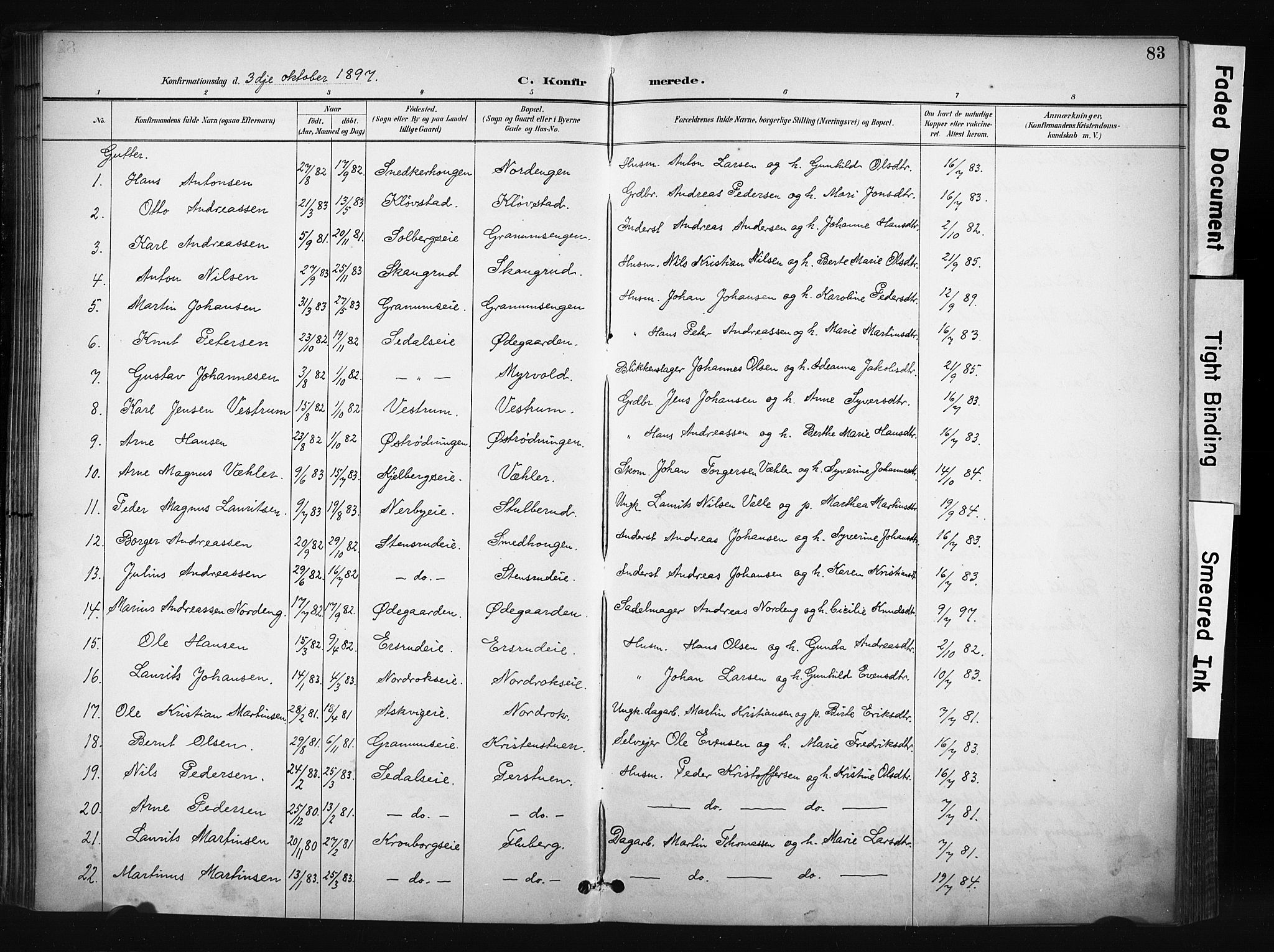 Søndre Land prestekontor, AV/SAH-PREST-122/K/L0004: Ministerialbok nr. 4, 1895-1904, s. 83