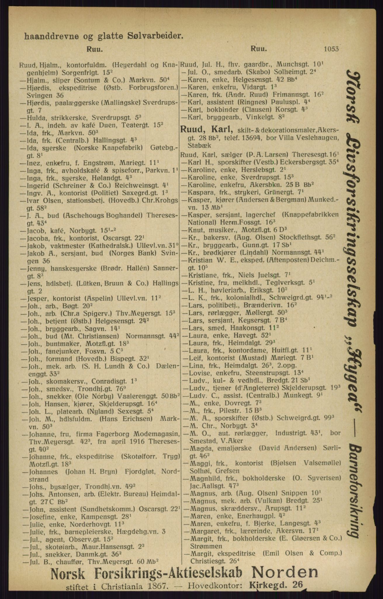 Kristiania/Oslo adressebok, PUBL/-, 1916, s. 1053
