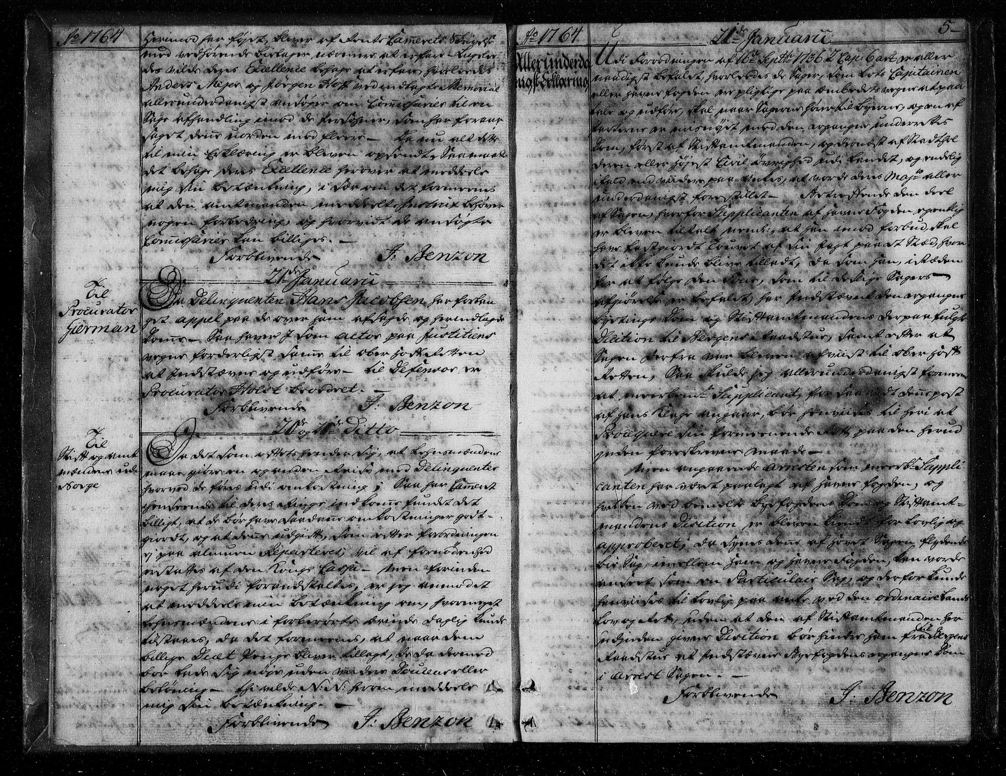 Stattholderembetet 1572-1771, AV/RA-EA-2870/Bf/L0004: Stattholderprotokoll (allmenn kopibok), 1764-1765, s. 4b-5a