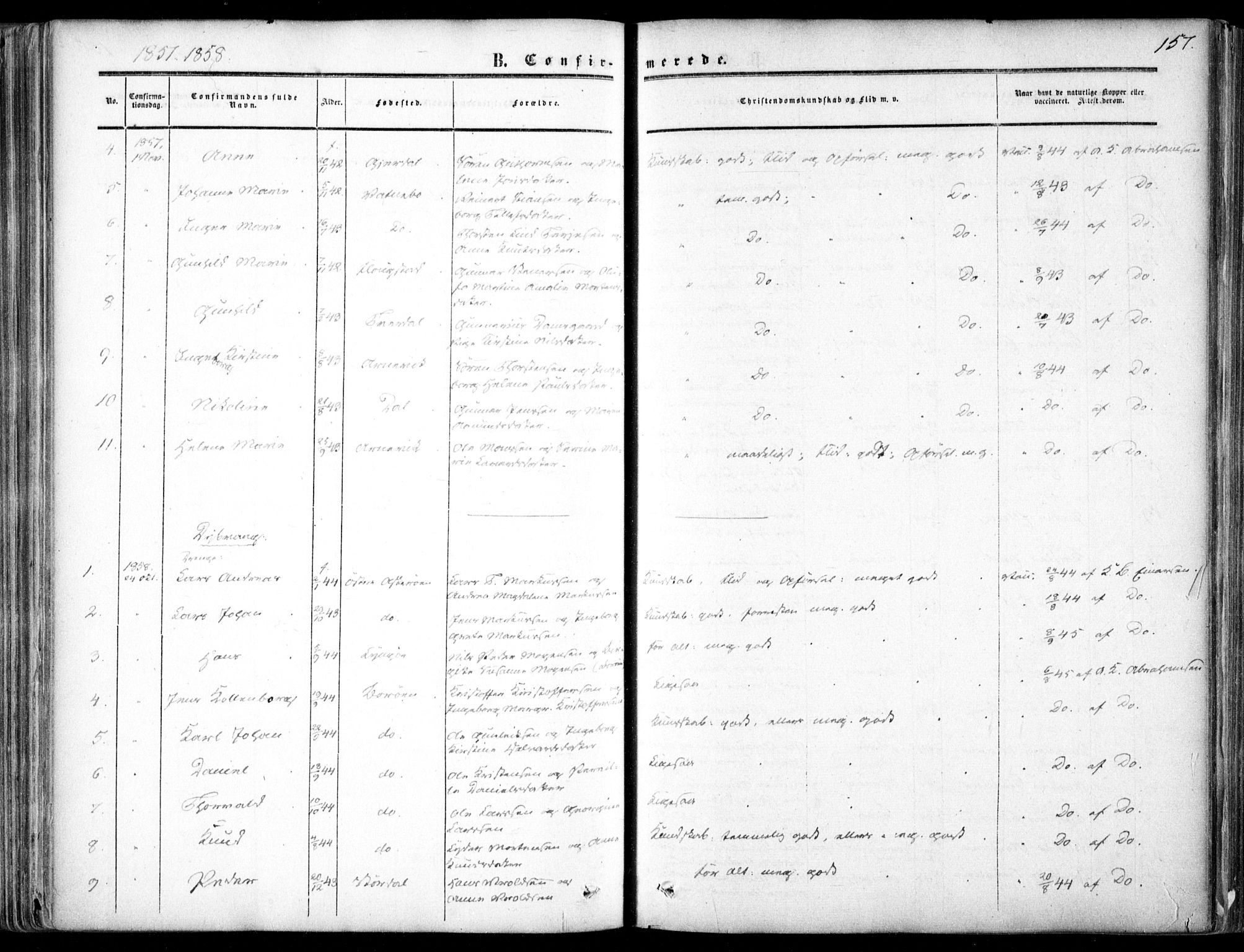Dypvåg sokneprestkontor, SAK/1111-0007/F/Fa/Faa/L0006: Ministerialbok nr. A 6, 1855-1872, s. 157