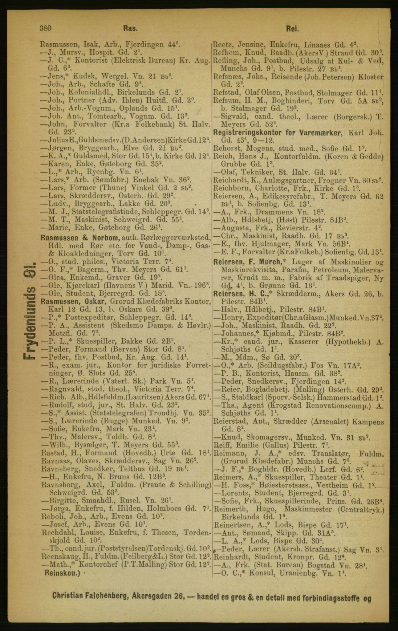 Kristiania/Oslo adressebok, PUBL/-, 1889, s. 380