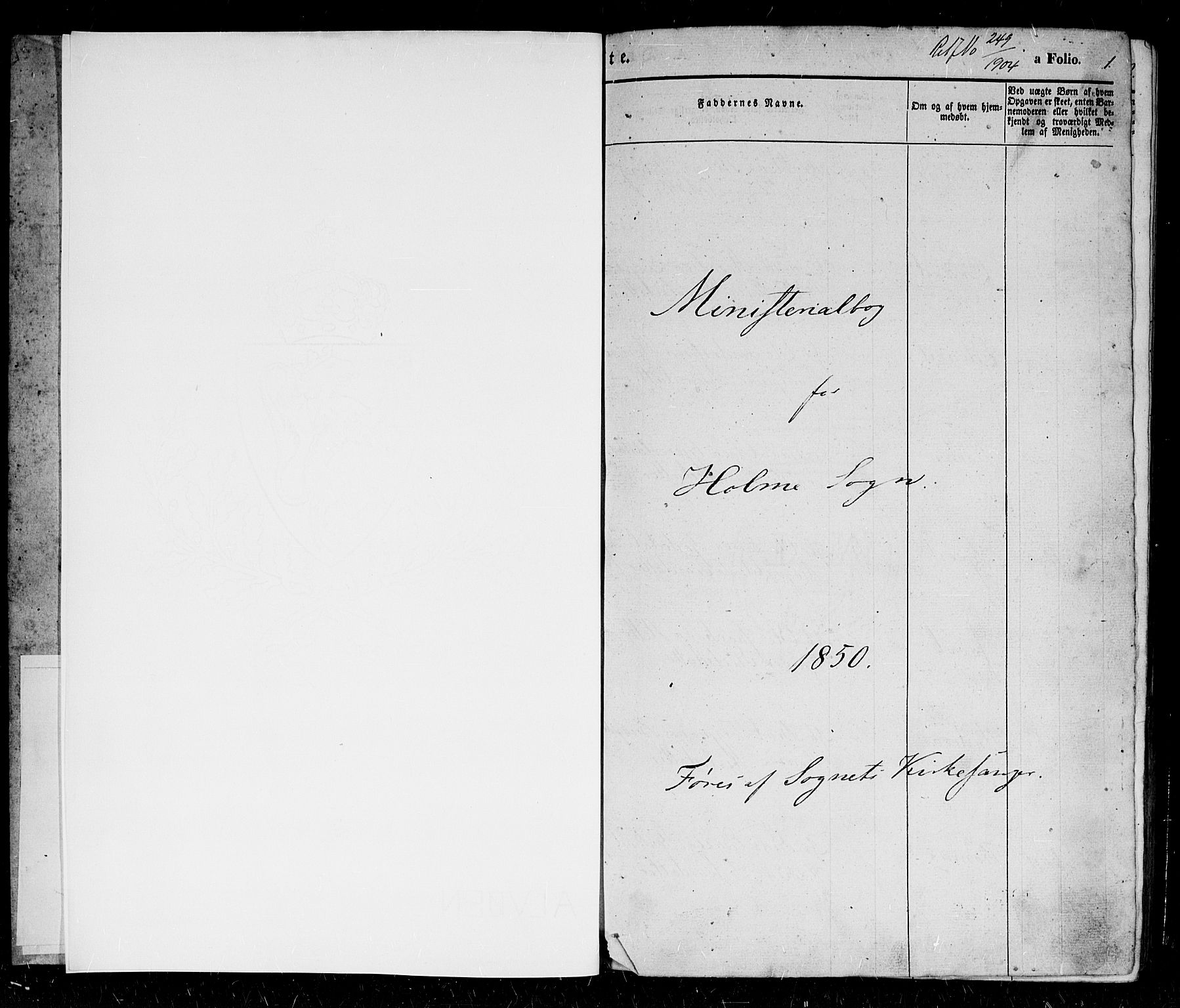 Holum sokneprestkontor, AV/SAK-1111-0022/F/Fb/Fba/L0003: Klokkerbok nr. B 3, 1850-1866, s. 1