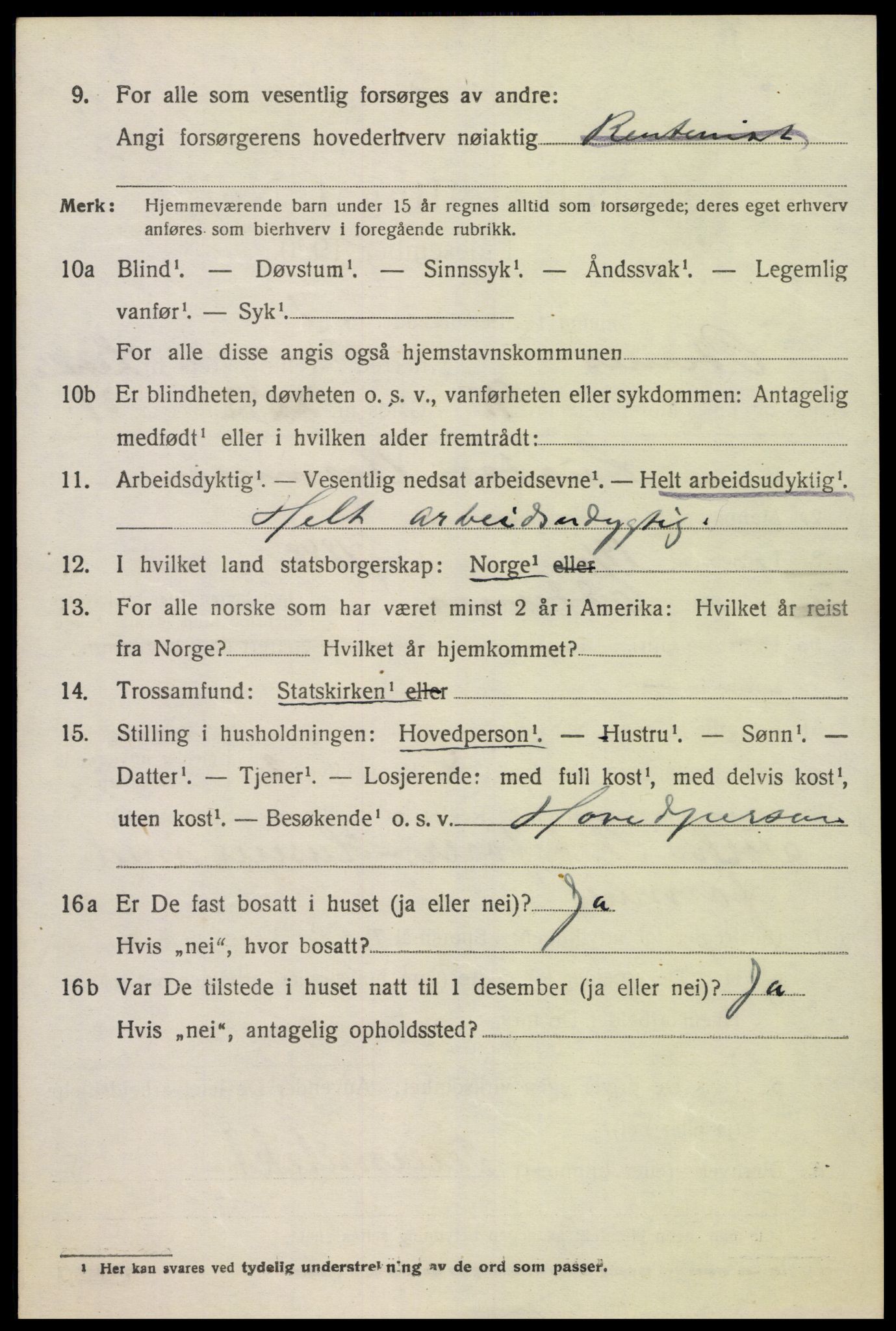 SAK, Folketelling 1920 for 1012 Oddernes herred, 1920, s. 9658