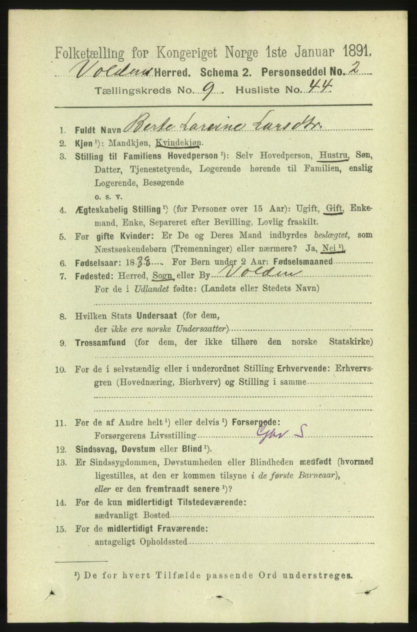 RA, Folketelling 1891 for 1519 Volda herred, 1891, s. 4537