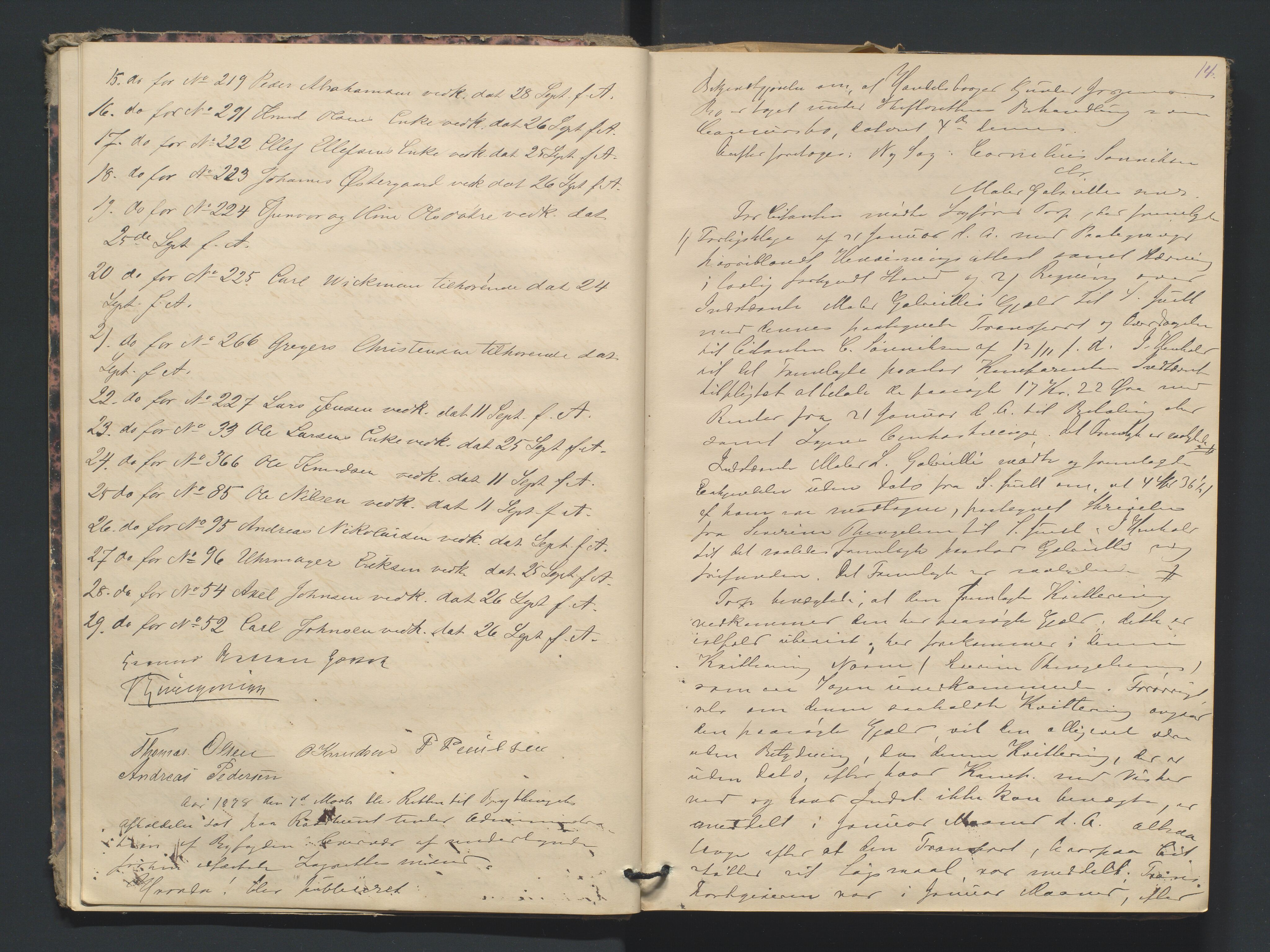 Risør byfogd, AV/SAK-1222-0005/F/Fa/L0004: Justisprotokoll nr. 4, 1877-1880, s. 13b-14a