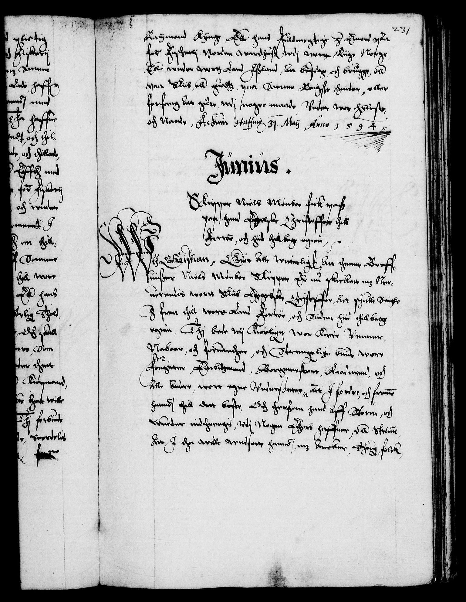 Danske Kanselli 1572-1799, AV/RA-EA-3023/F/Fc/Fca/Fcaa/L0002: Norske registre (mikrofilm), 1588-1596, s. 231a