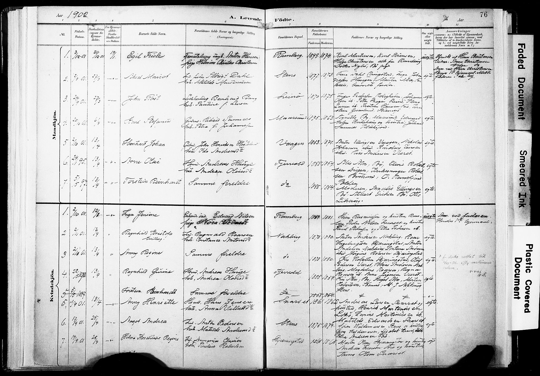 Ministerialprotokoller, klokkerbøker og fødselsregistre - Nordland, SAT/A-1459/891/L1304: Ministerialbok nr. 891A09, 1895-1921, s. 76