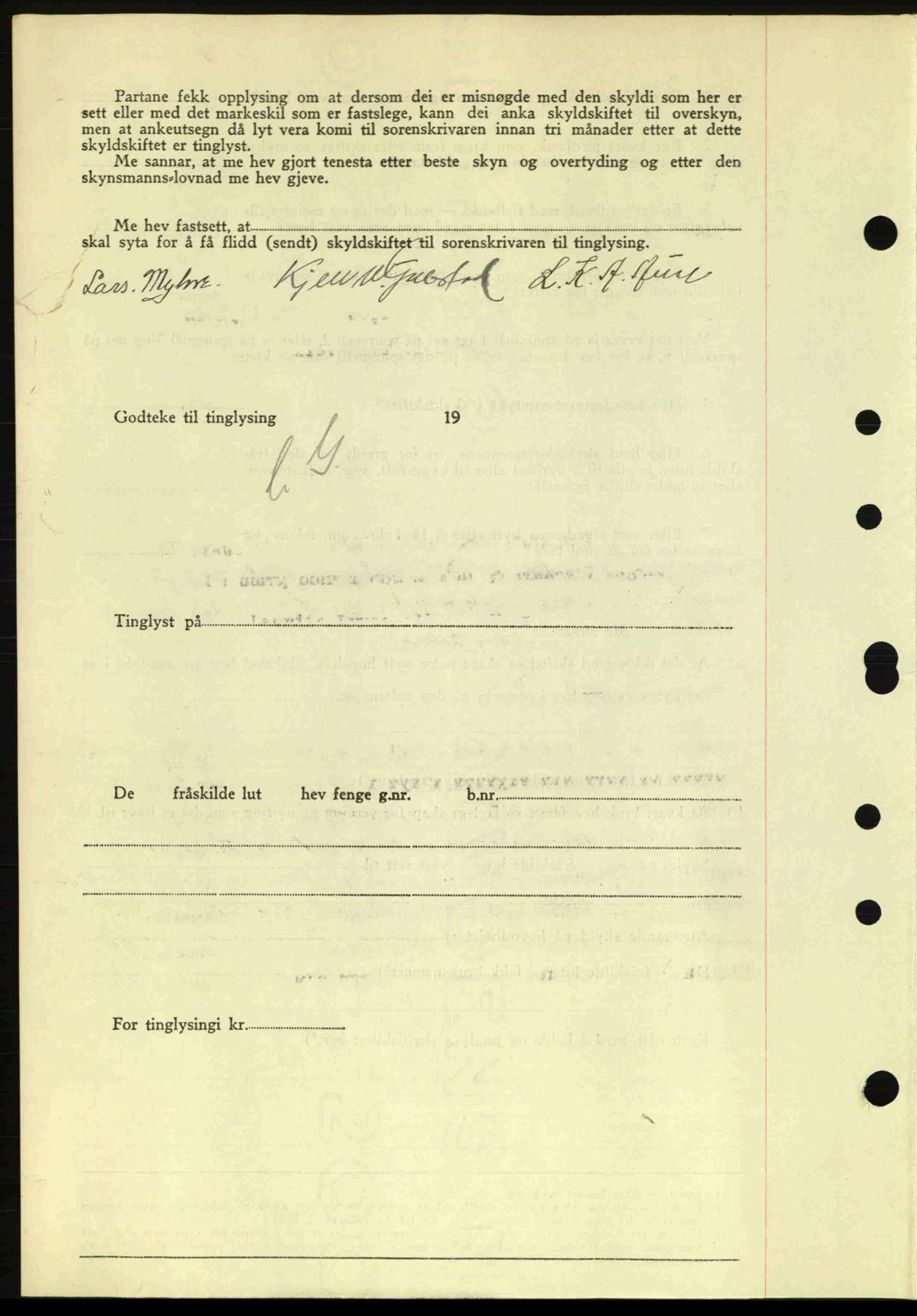 Nordre Sunnmøre sorenskriveri, AV/SAT-A-0006/1/2/2C/2Ca: Pantebok nr. A20a, 1945-1945, Dagboknr: 980/1945