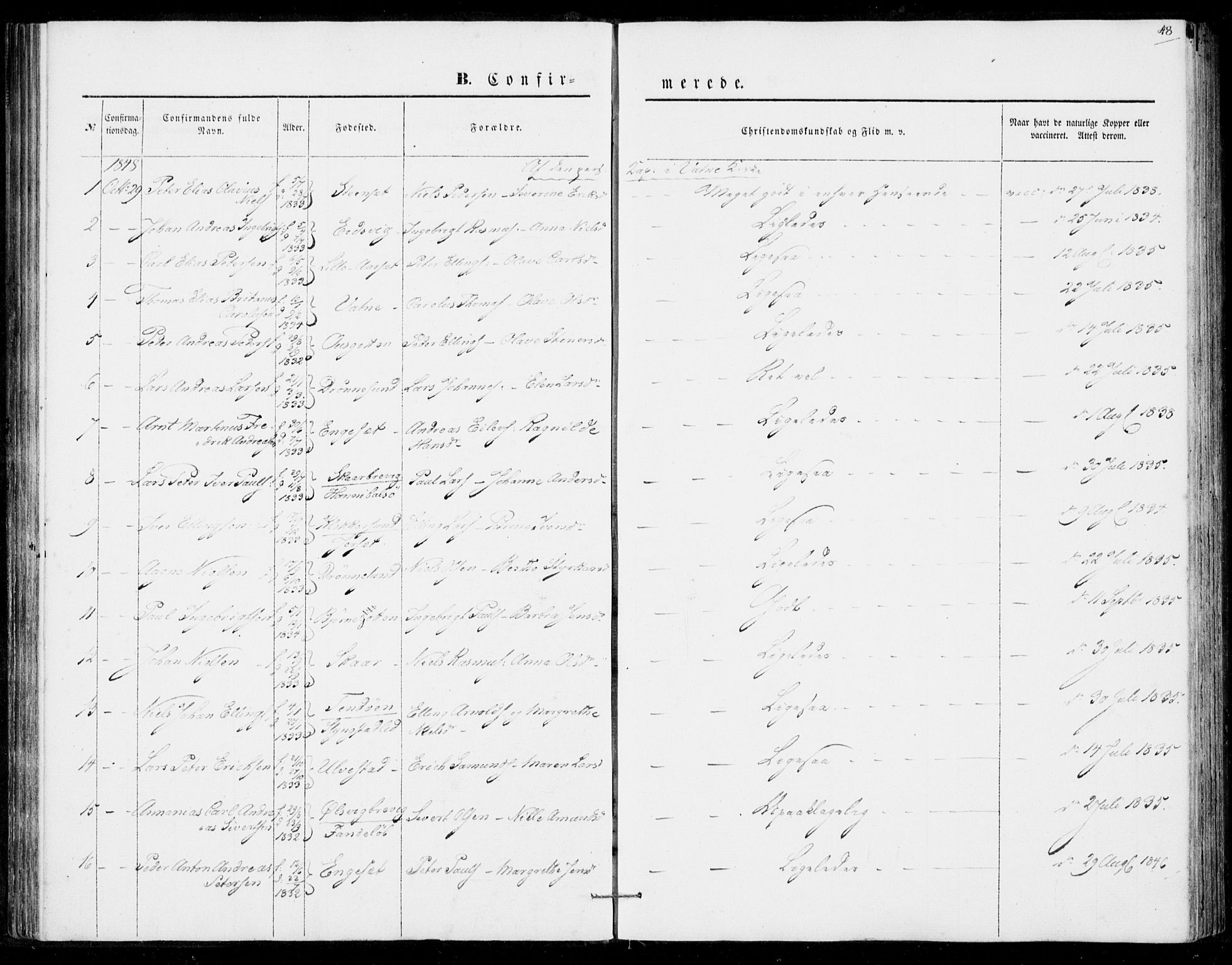 Ministerialprotokoller, klokkerbøker og fødselsregistre - Møre og Romsdal, SAT/A-1454/524/L0353: Ministerialbok nr. 524A05, 1848-1856, s. 48