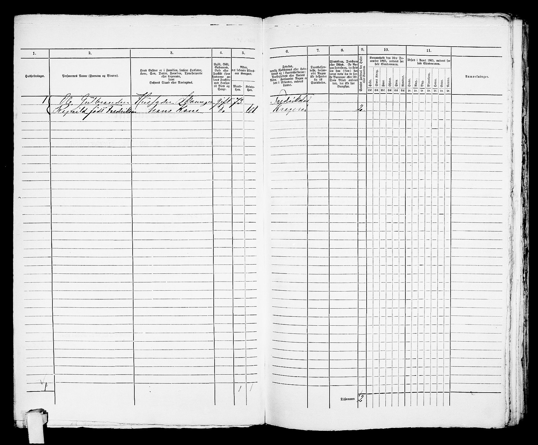 RA, Folketelling 1865 for 0801B Kragerø prestegjeld, Kragerø kjøpstad, 1865, s. 891