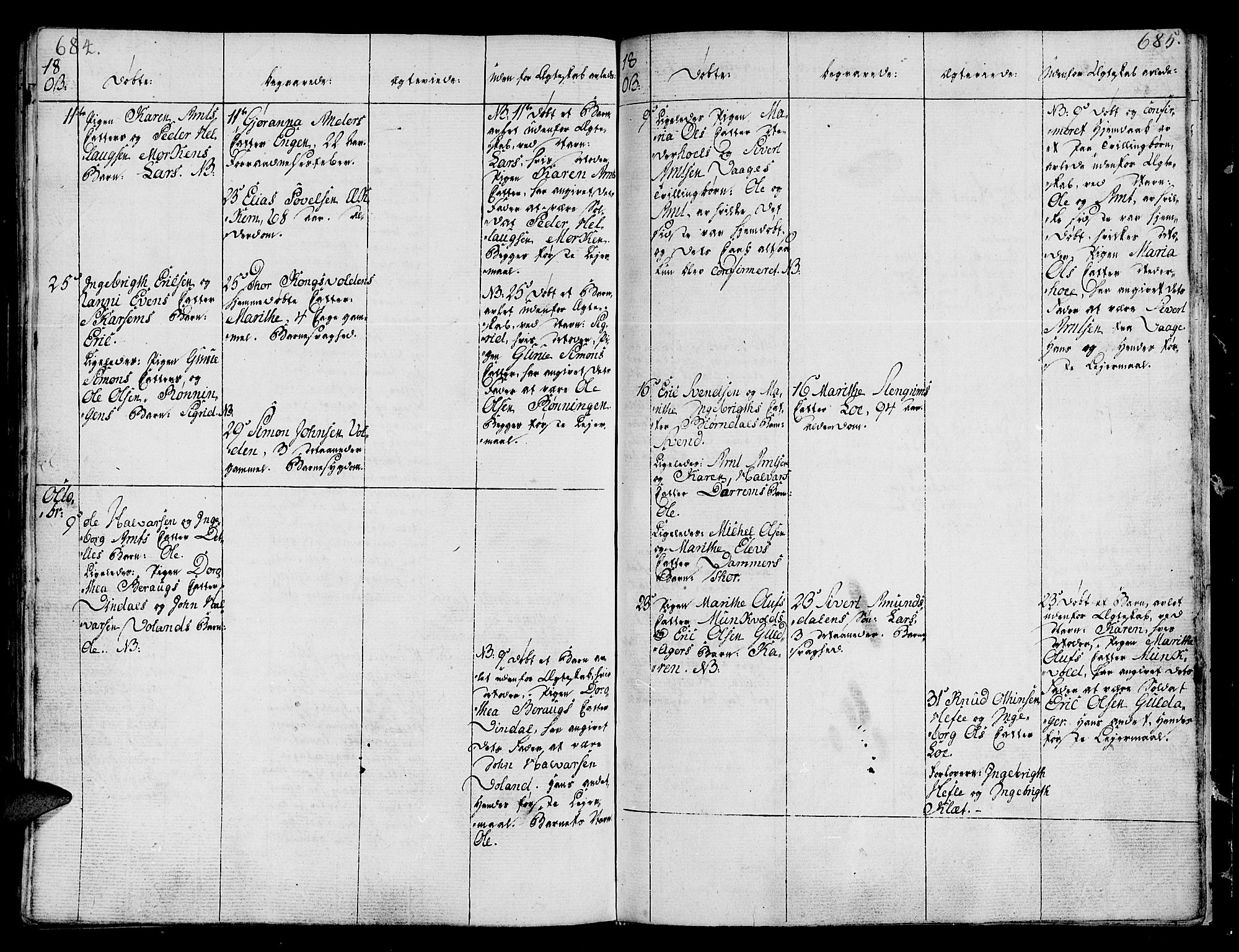 Ministerialprotokoller, klokkerbøker og fødselsregistre - Sør-Trøndelag, AV/SAT-A-1456/678/L0893: Ministerialbok nr. 678A03, 1792-1805, s. 684-685