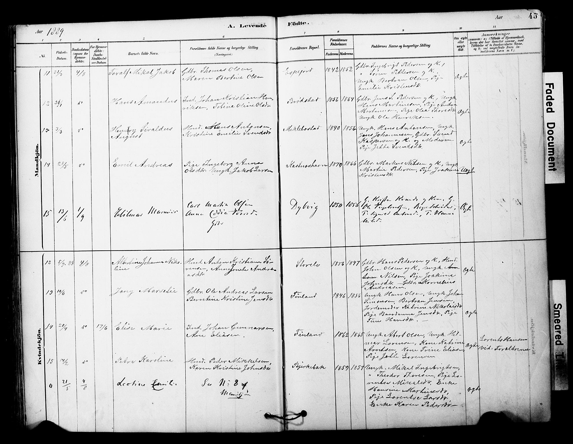 Tranøy sokneprestkontor, AV/SATØ-S-1313/I/Ia/Iaa/L0011kirke: Ministerialbok nr. 11, 1878-1904, s. 45