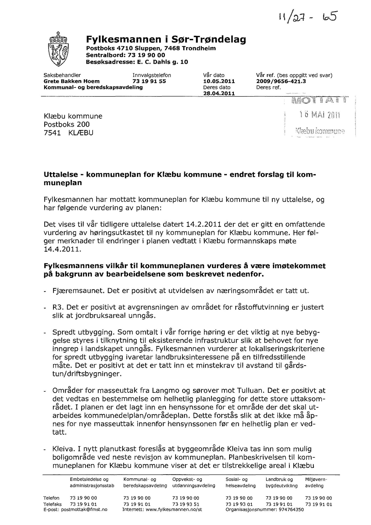 Klæbu Kommune, TRKO/KK/01-KS/L004: Kommunestyret - Møtedokumenter, 2011, s. 948