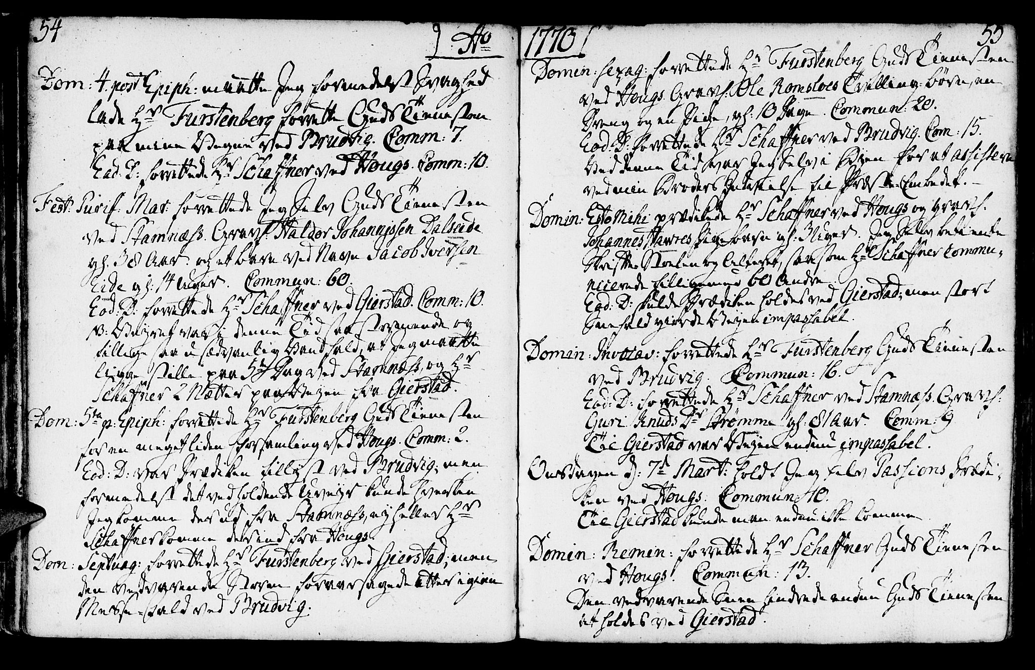 Haus sokneprestembete, SAB/A-75601/H/Haa: Ministerialbok nr. A 9, 1767-1781, s. 54-55