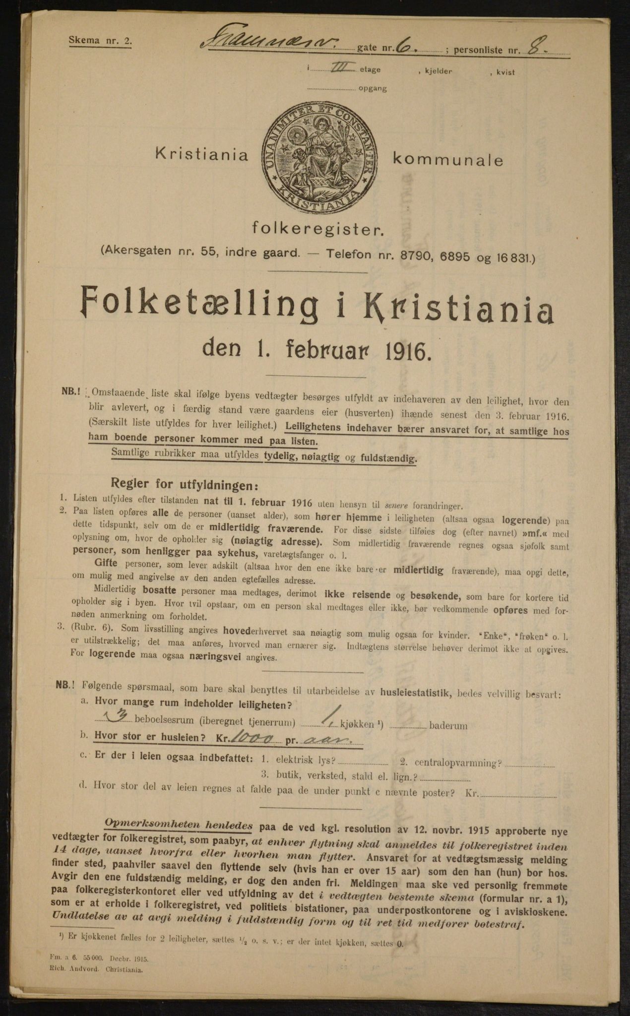 OBA, Kommunal folketelling 1.2.1916 for Kristiania, 1916, s. 25804