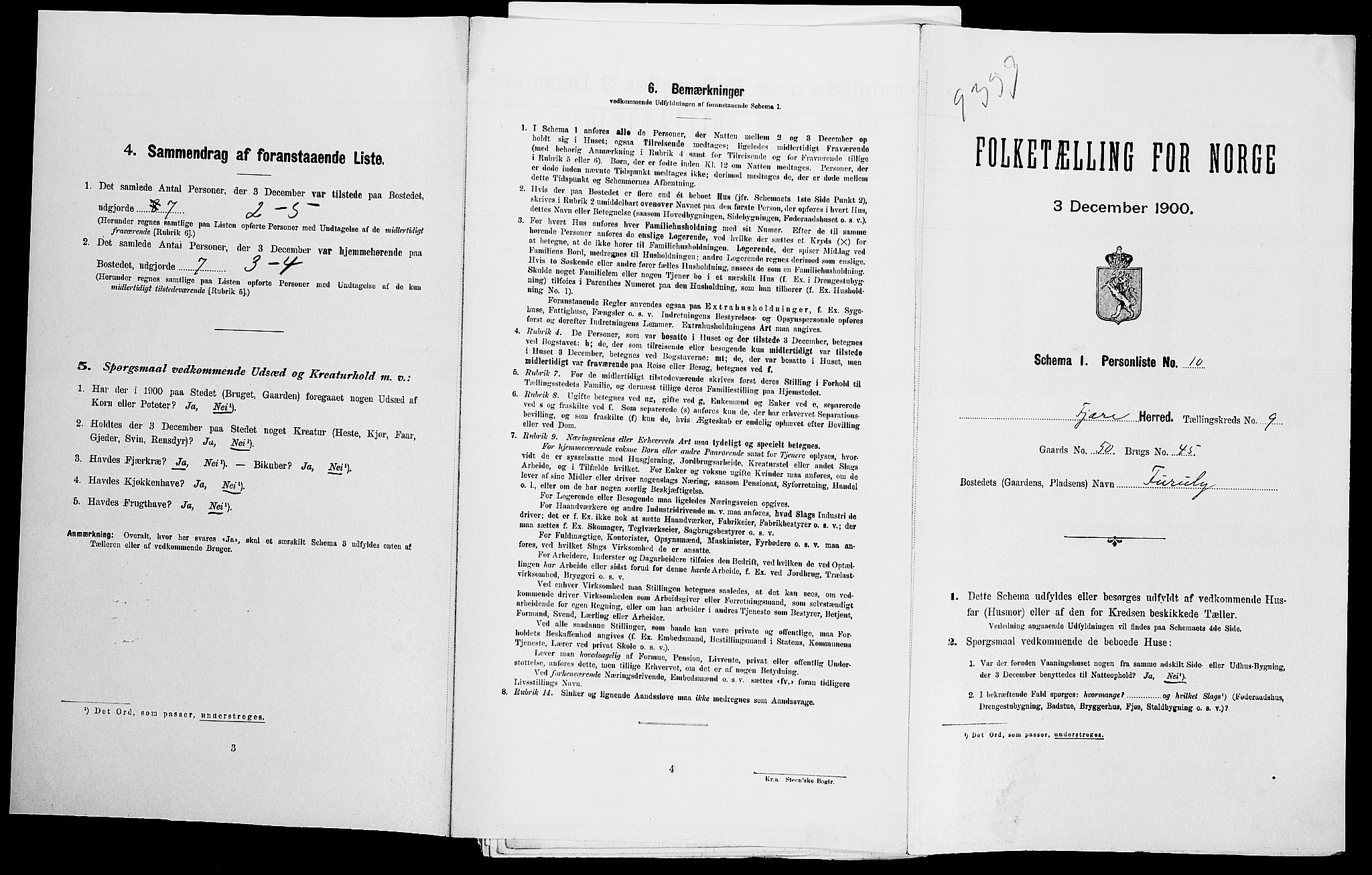 SAK, Folketelling 1900 for 0923 Fjære herred, 1900, s. 1823