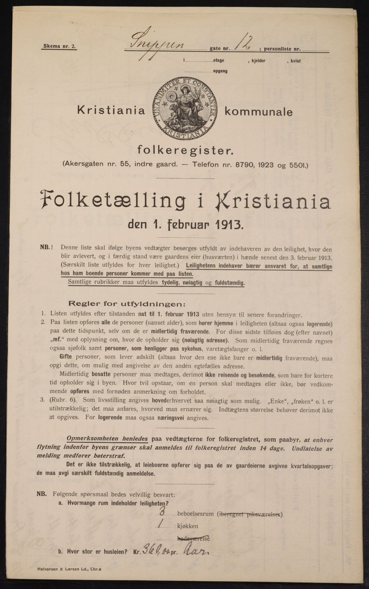 OBA, Kommunal folketelling 1.2.1913 for Kristiania, 1913, s. 98105