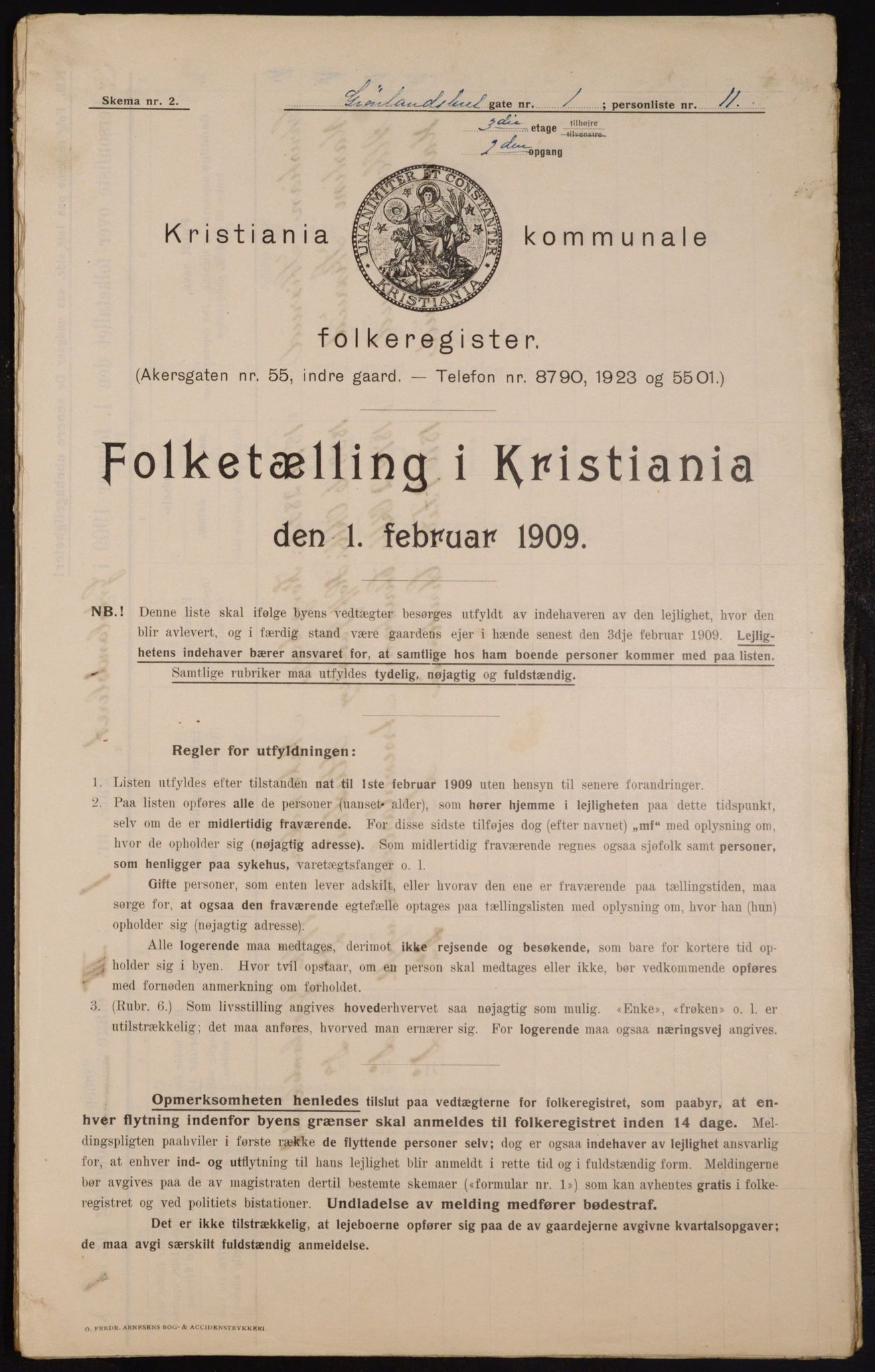 OBA, Kommunal folketelling 1.2.1909 for Kristiania kjøpstad, 1909, s. 28713