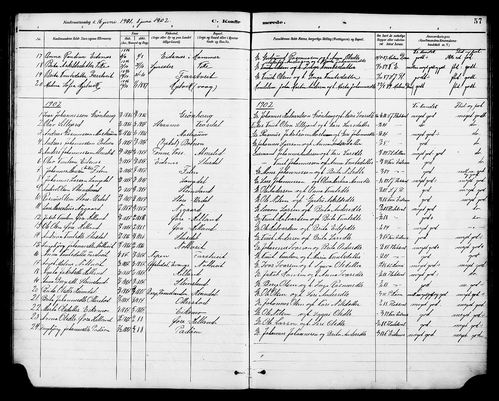 Osterfjorden Soknepresembete, AV/SAB-A-77301: Klokkerbok nr. B 2, 1891-1922, s. 57