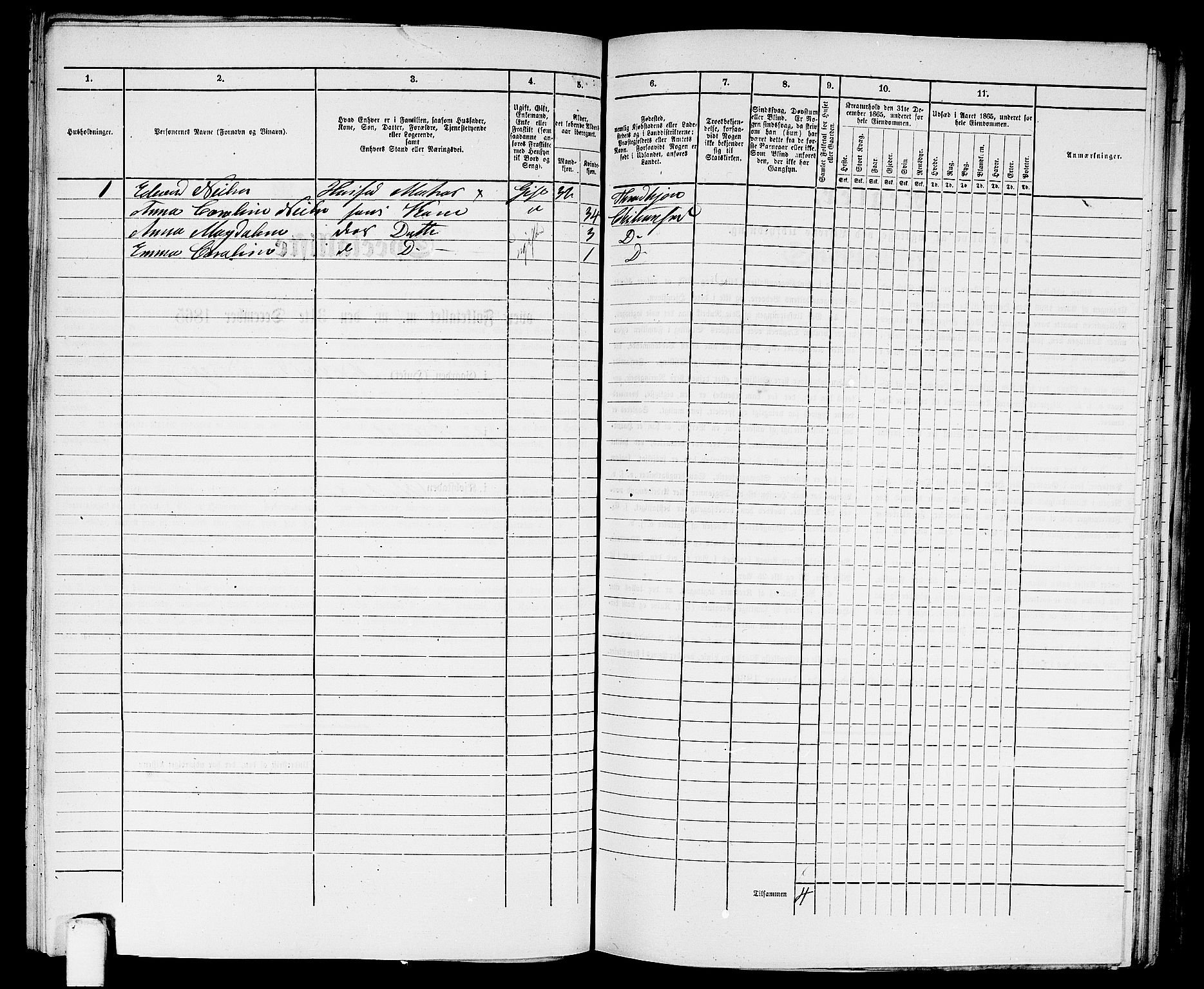 RA, Folketelling 1865 for 1503B Kristiansund prestegjeld, Kristiansund kjøpstad, 1865, s. 689