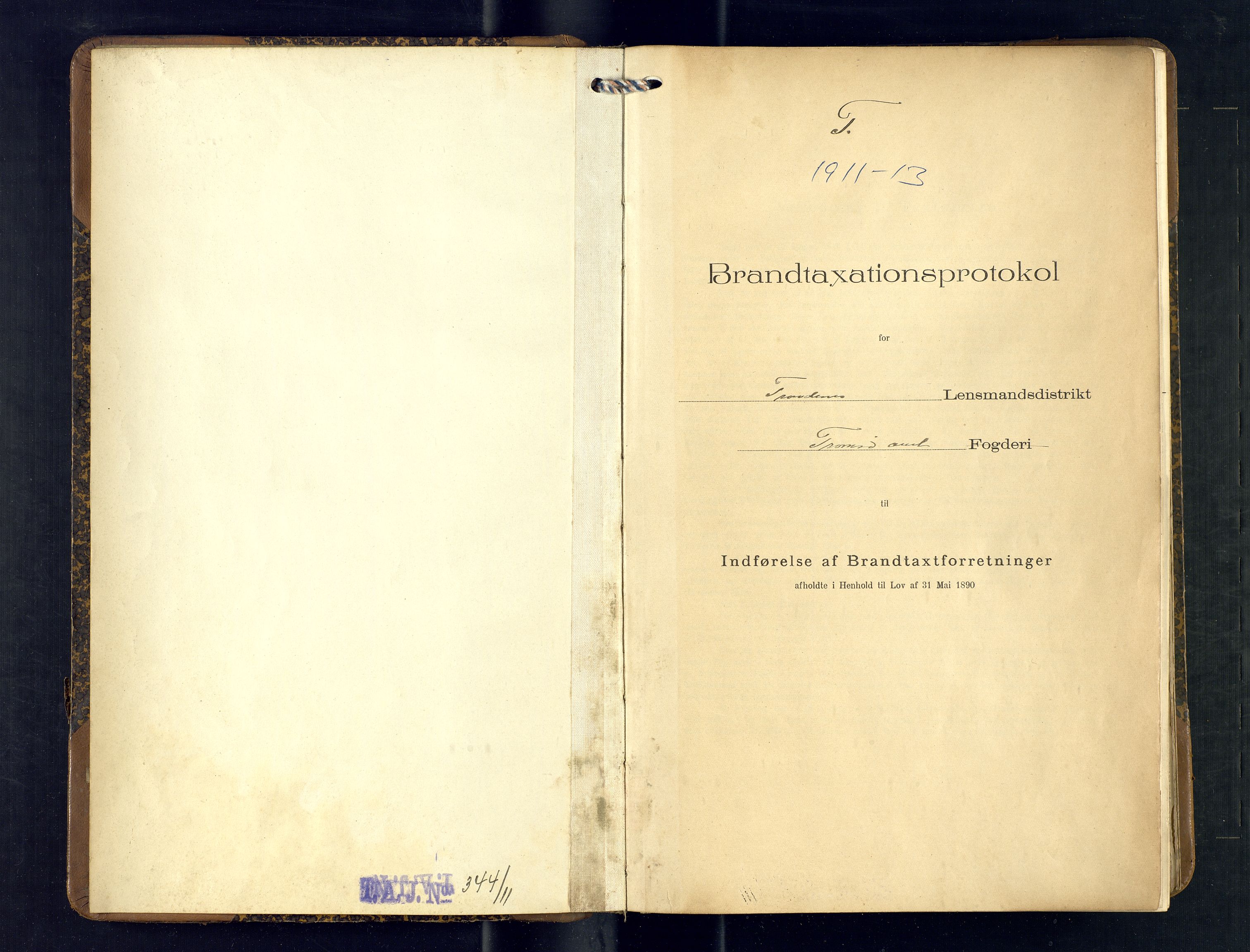 Harstad lensmannskontor, SATØ/SATØ-10/F/Fr/Fra/L0604: Branntakstprotokoll (S). Merket T, 1911-1913